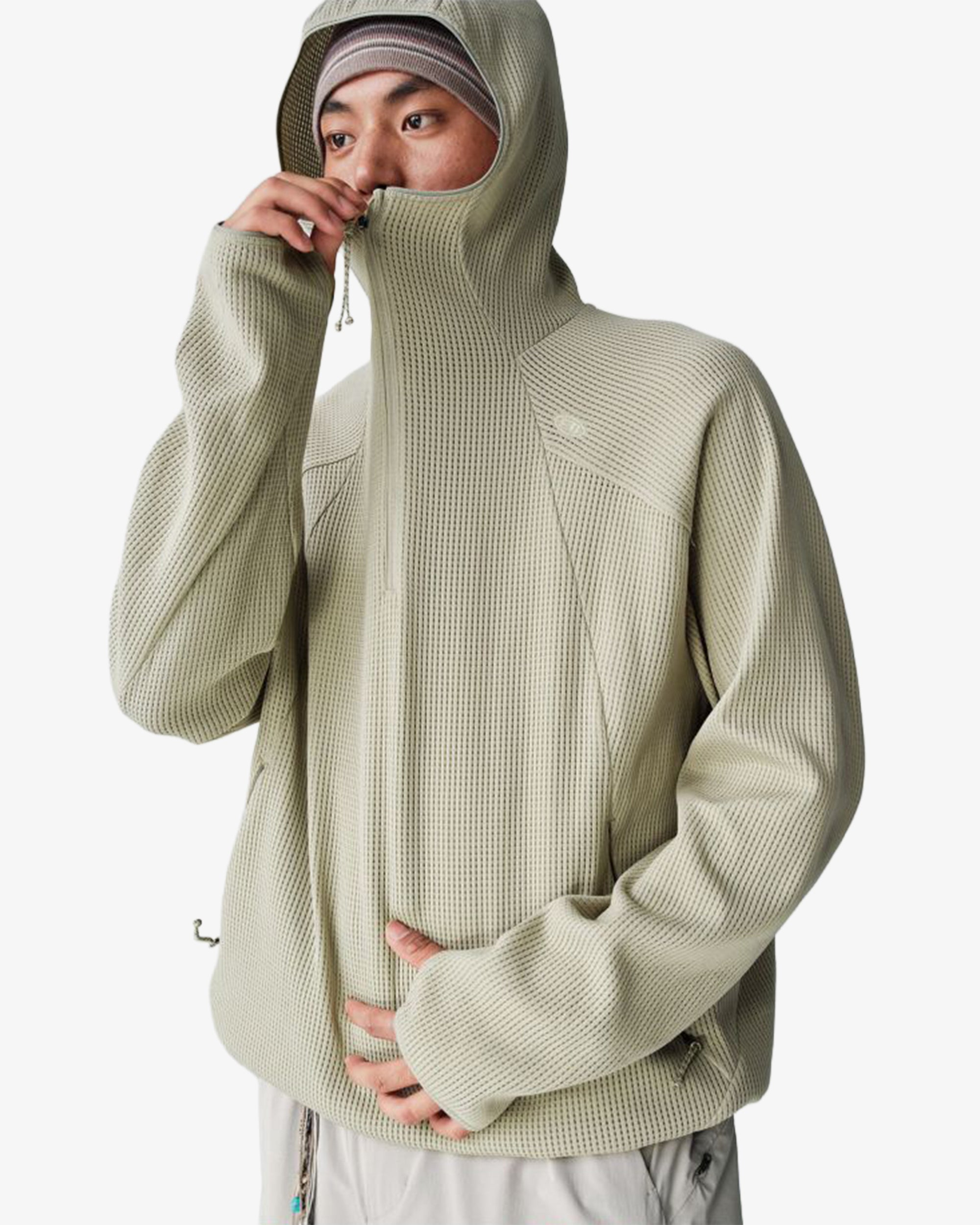 Waffle Hooded Breathable Sweatshirt