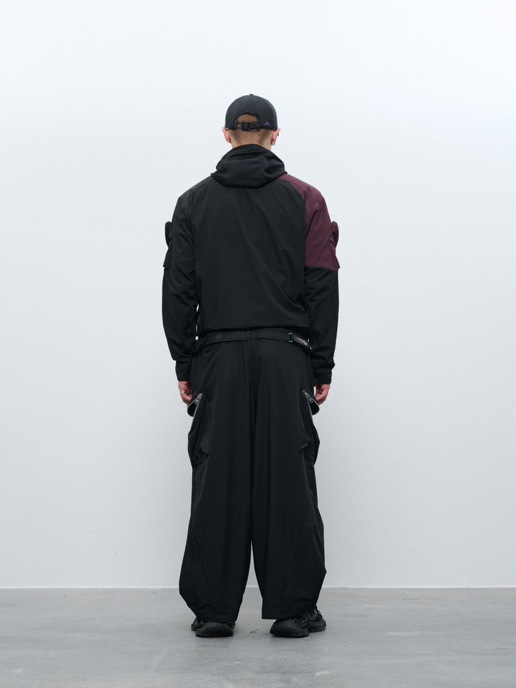 "Surprise" contrasting material patchwork OCTA lightweight pocket matrix hooded jacket J63 "erosion equipment"