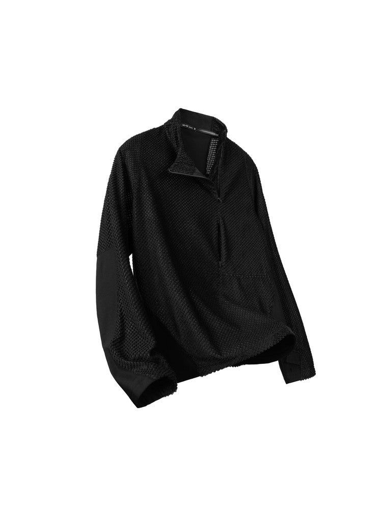 "Surprise Dream" Octa Material Patchwork Fleece Half-Zipper Long-Sleeve Fleece Shirt S20-BK "Erosion Gear"