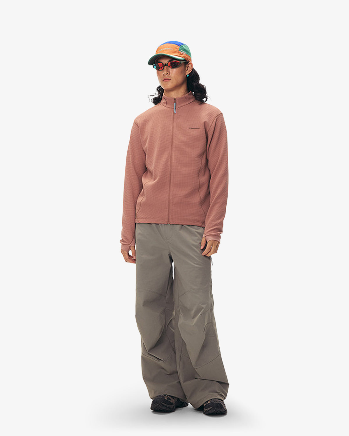 Waffle Grid Fleece Hiking Track Jacket