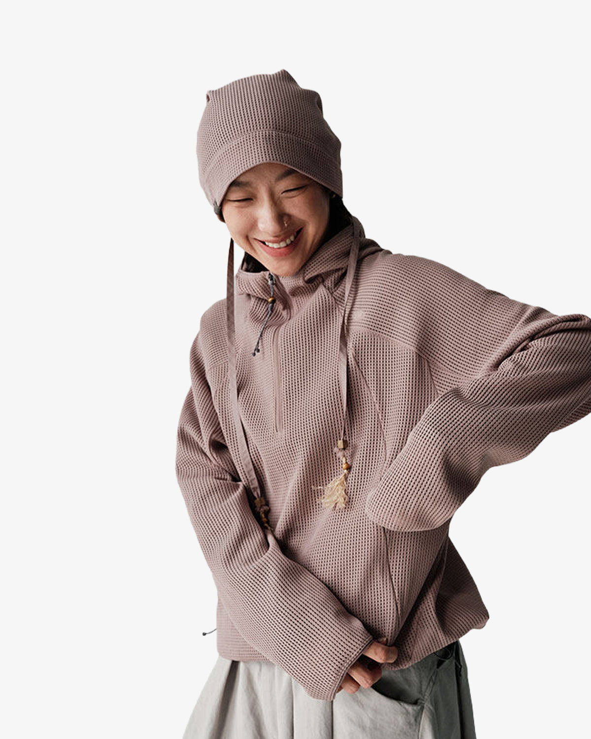 Waffle Hooded Breathable Sweatshirt
