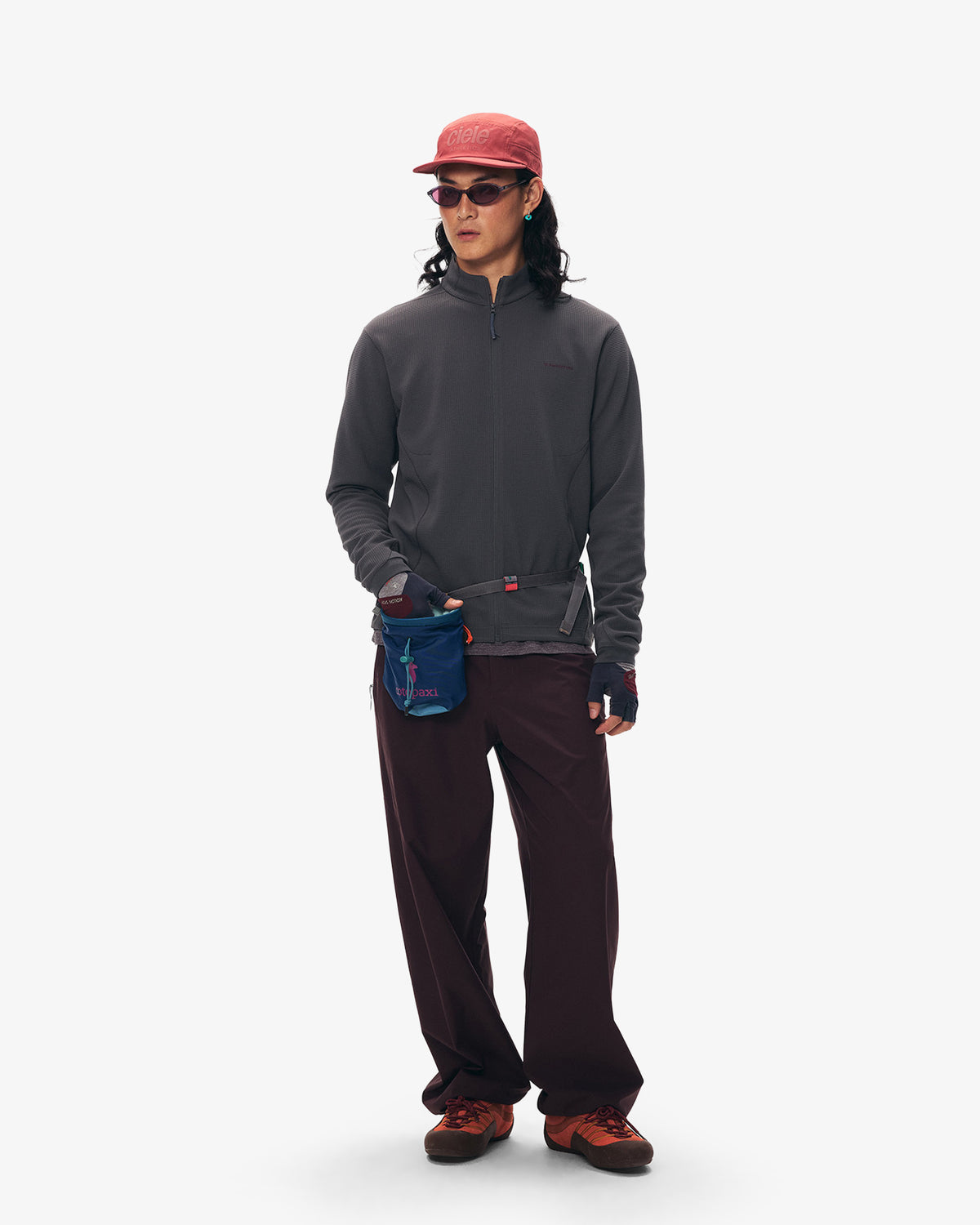 Waffle Grid Fleece Hiking Track Jacket