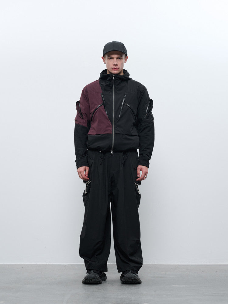 "Surprise" contrasting material patchwork OCTA lightweight pocket matrix hooded jacket J63 "erosion equipment"