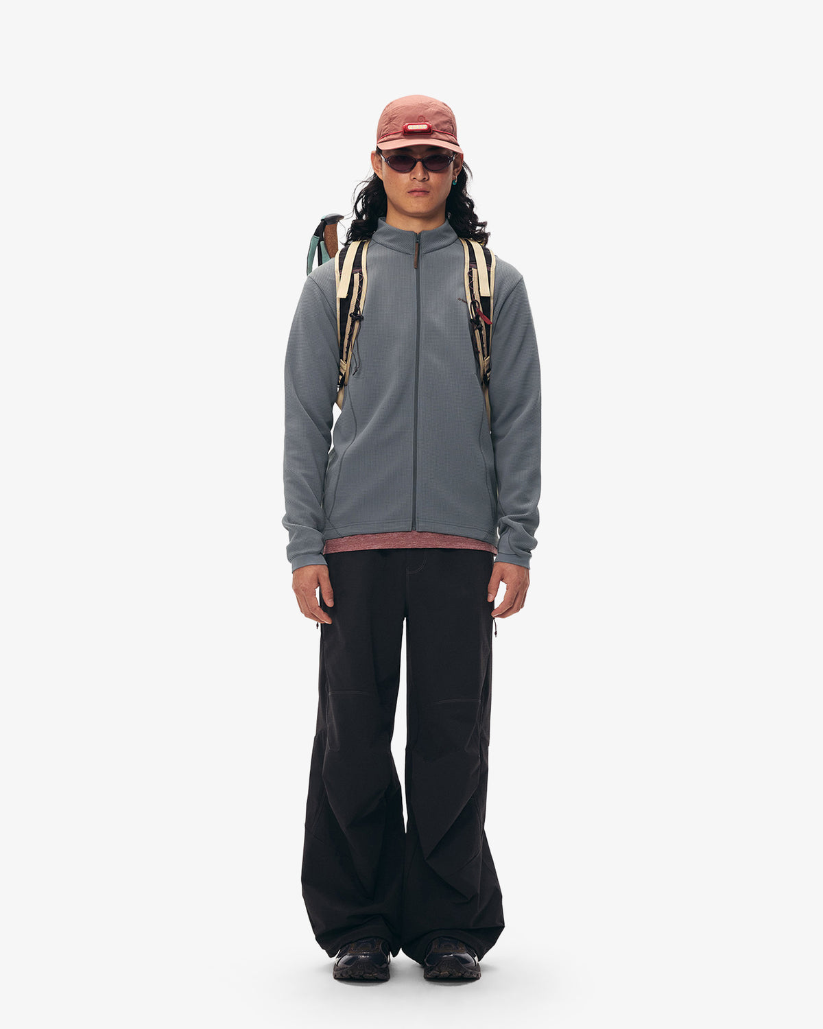 Waffle Grid Fleece Hiking Track Jacket