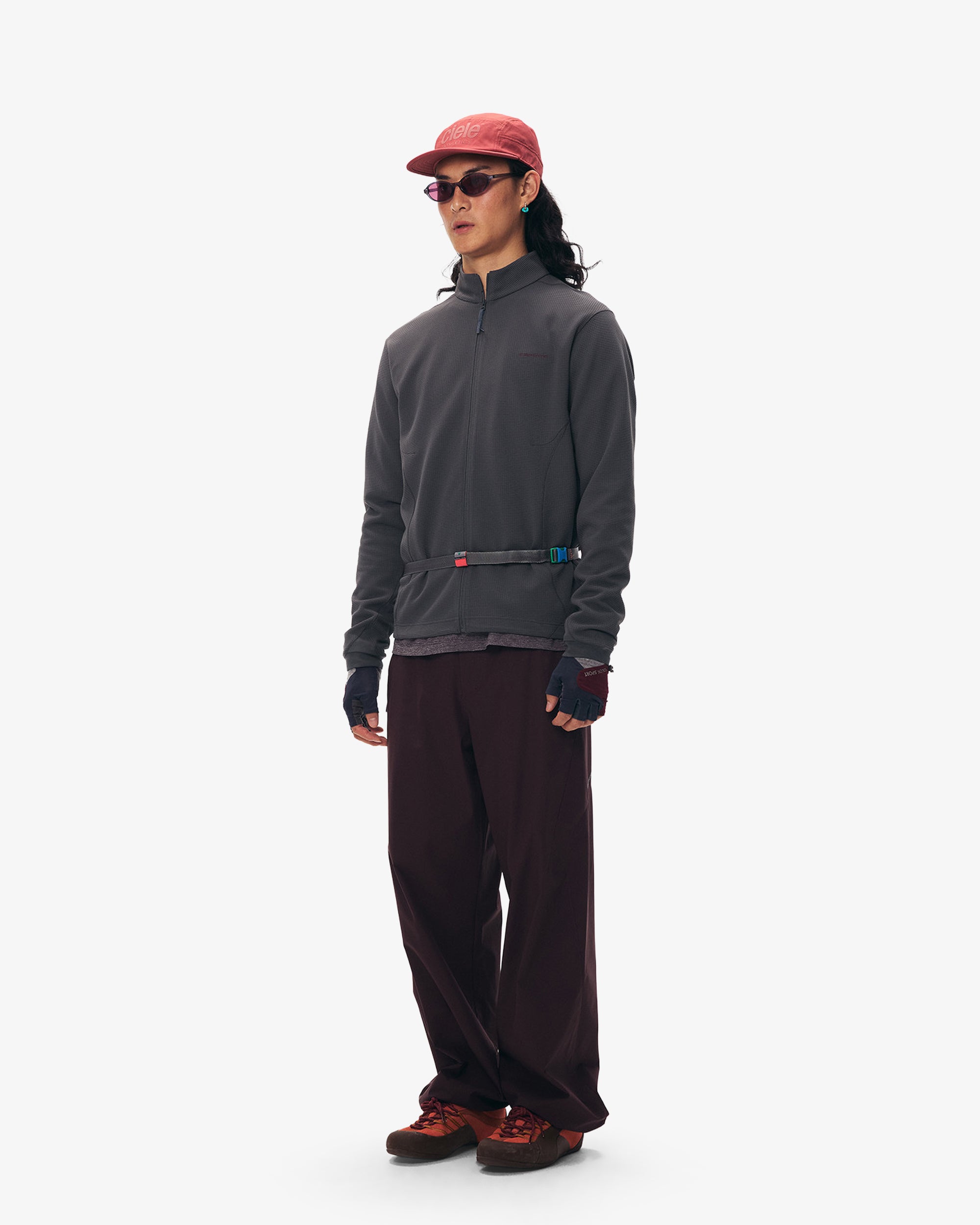 Waffle Grid Fleece Hiking Track Jacket