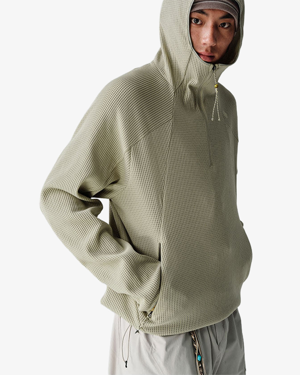 Waffle Hooded Breathable Sweatshirt