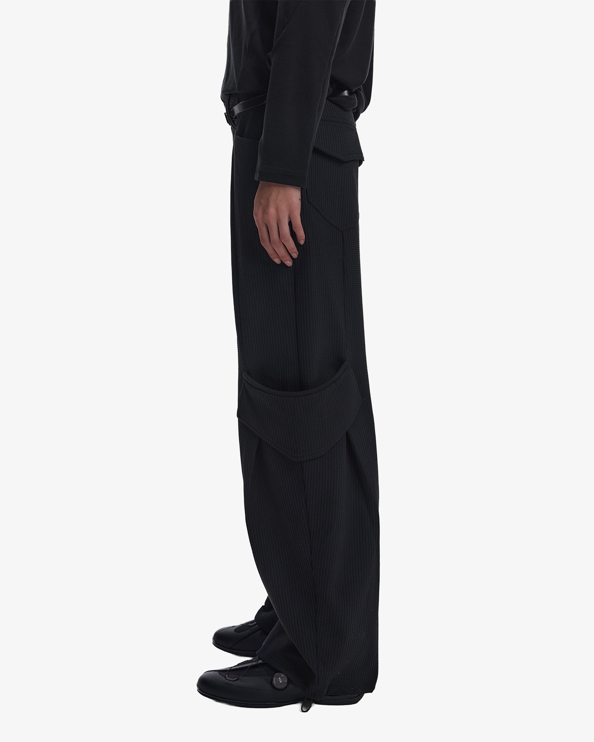 Waffle Textured Futuristic Stretch Cargo Pants