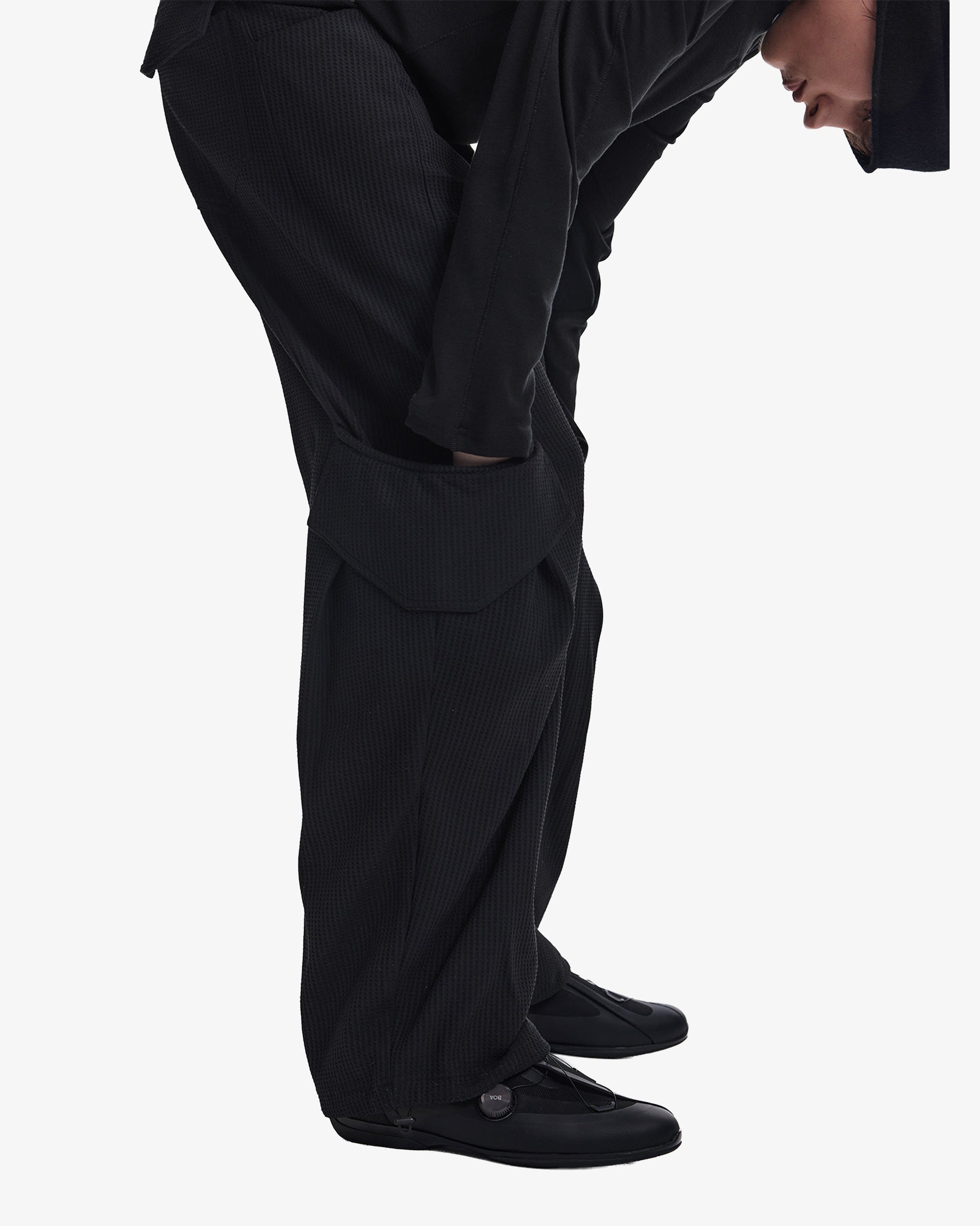 Waffle Textured Futuristic Stretch Cargo Pants