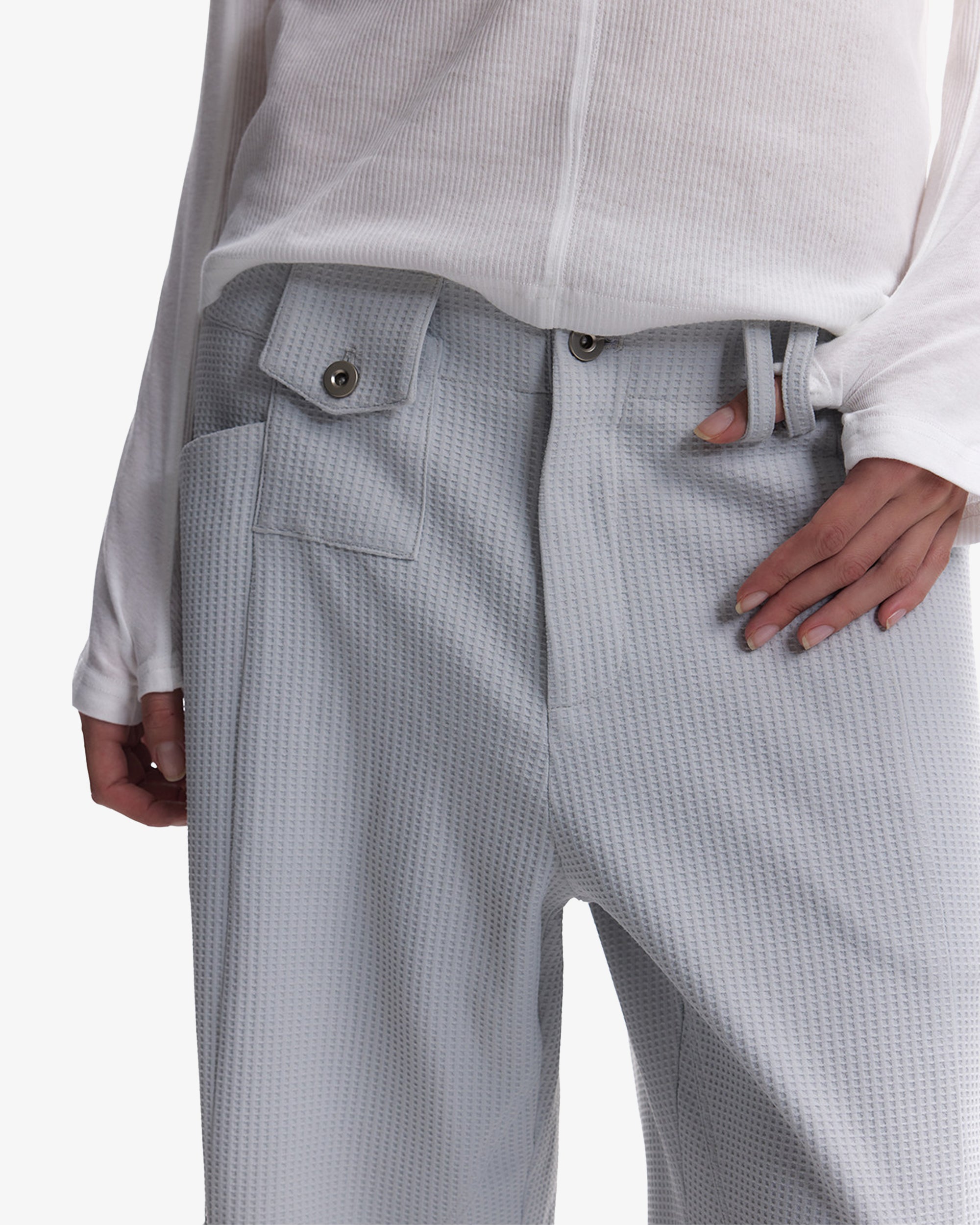 Waffle Textured Futuristic Stretch Cargo Pants