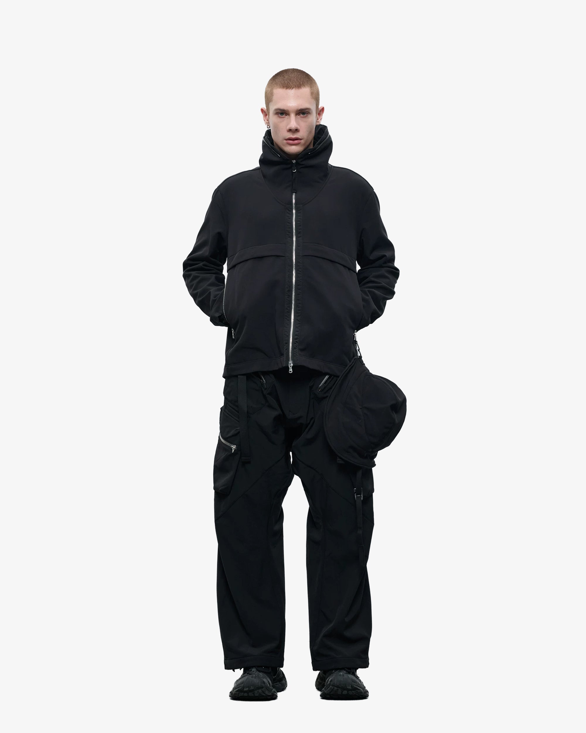 High-Neck Softshell DWR Modular Bucket Hood Jacket