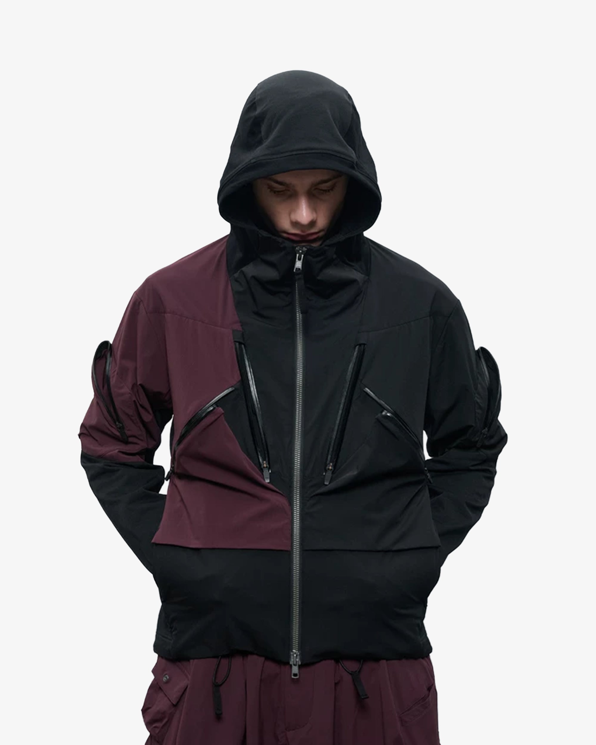 Color-Blocked Technical DWR Hooded Jacket