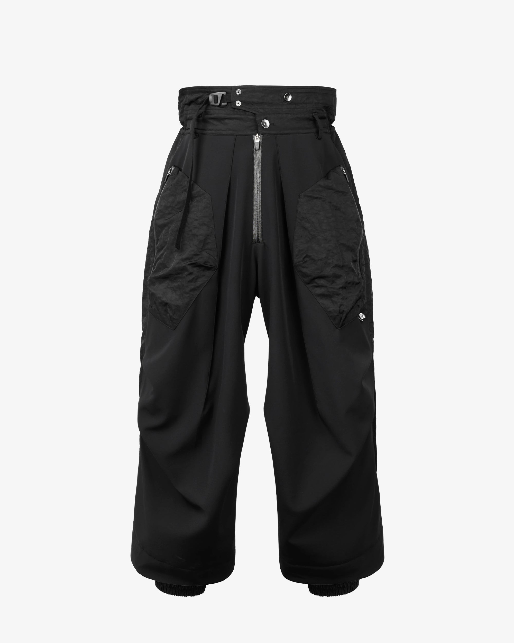 High-Rise Softshell Technical Utility Curved Zipper Cargo Pants