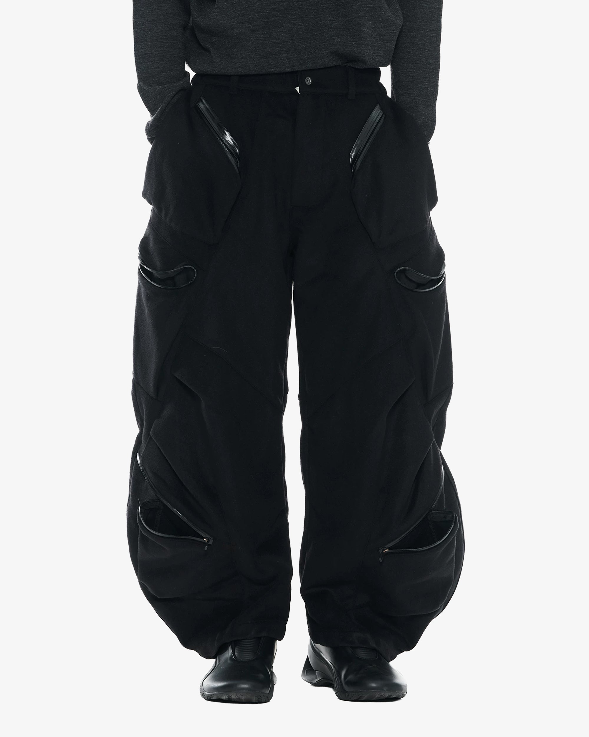 Wool Technical Cargo Multi-Pocket Balloon Pants