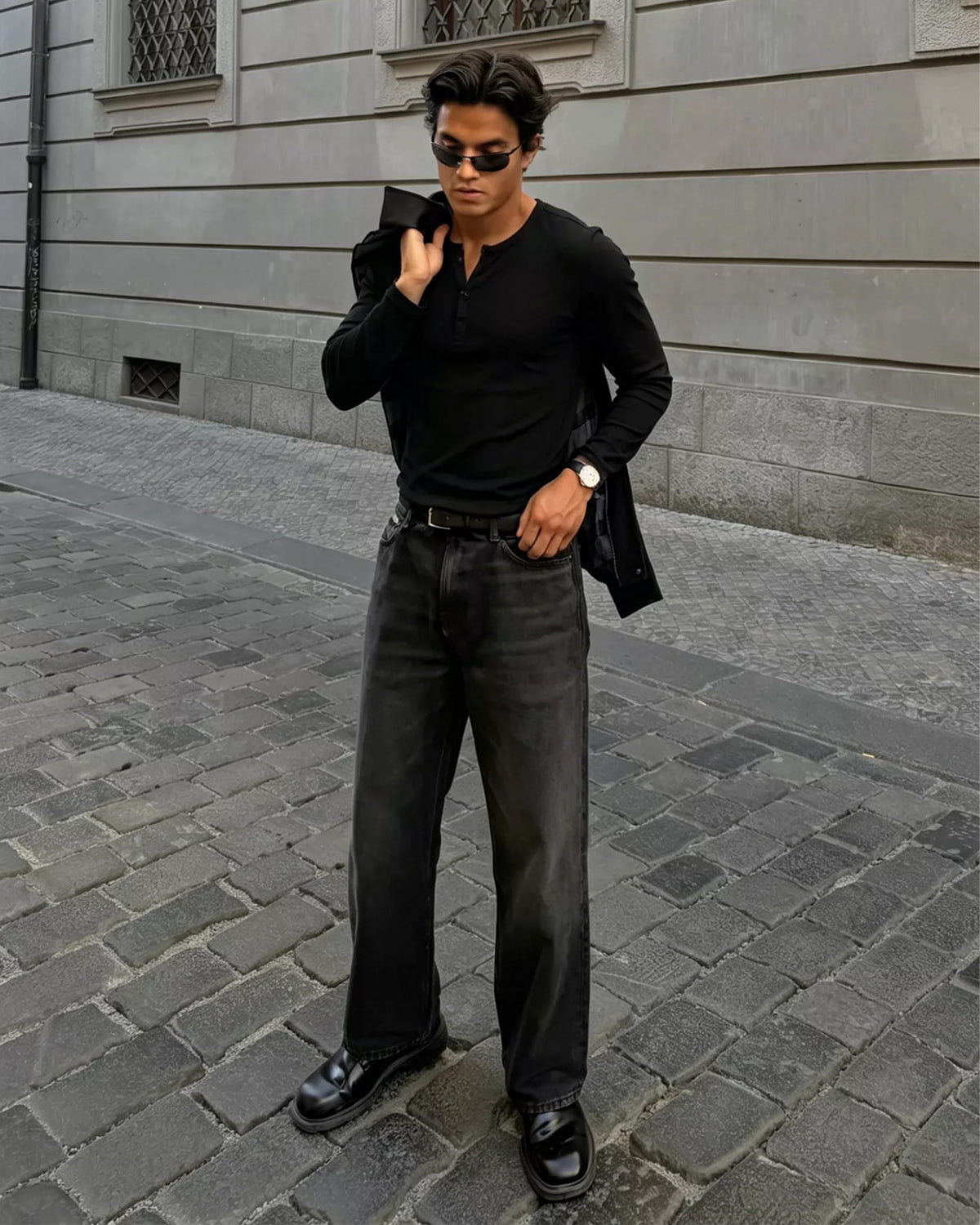 Henley Long Sleeve Fitted Muscle Shirt