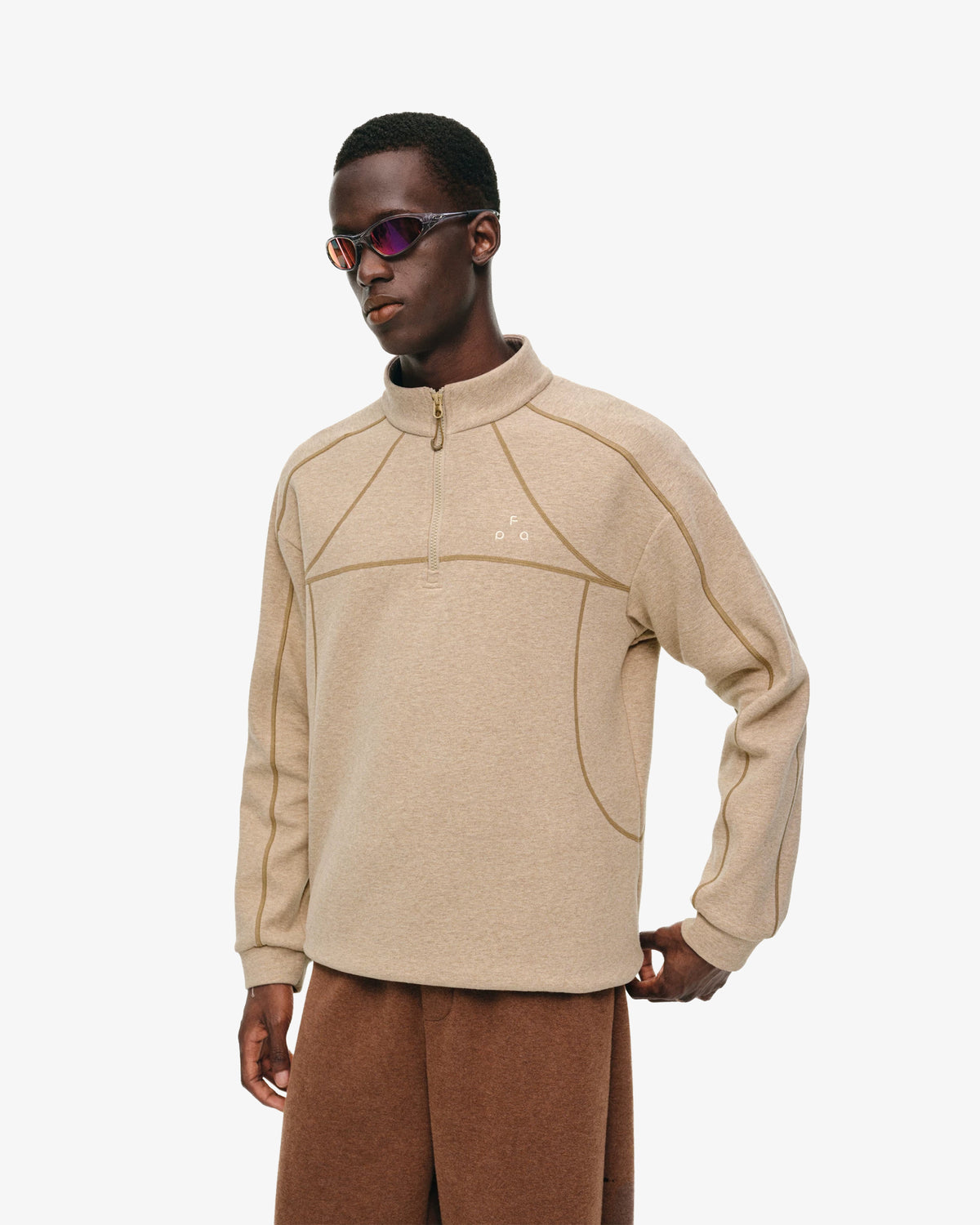 Contrast Stitch Fleece Quarter Zip Pullover