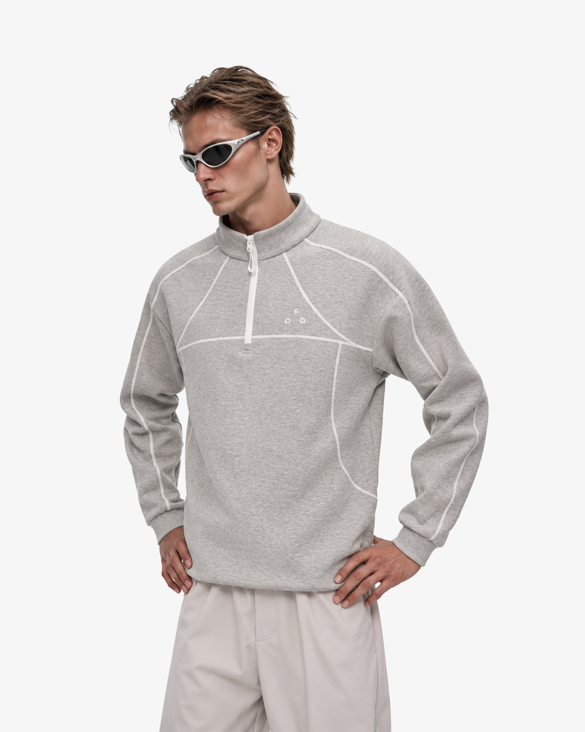 Contrast Stitch Fleece Quarter Zip Pullover