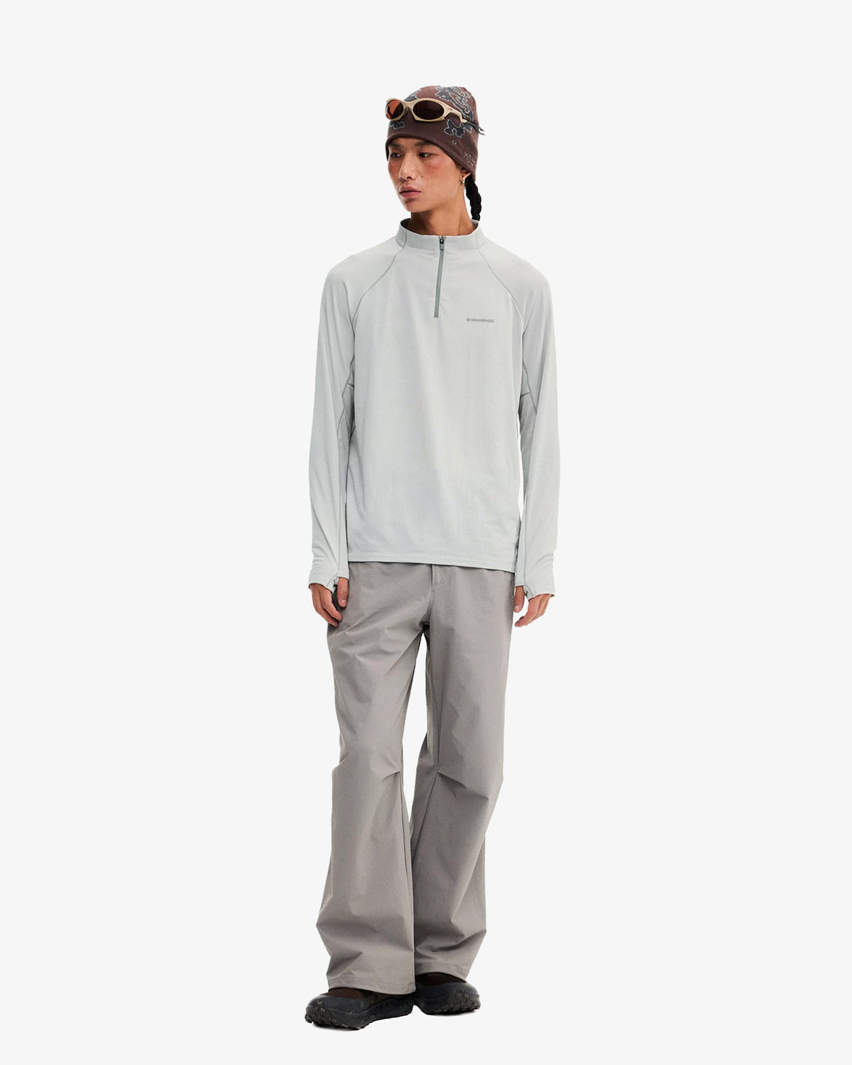Technical Grid Quarter Zip Pullover