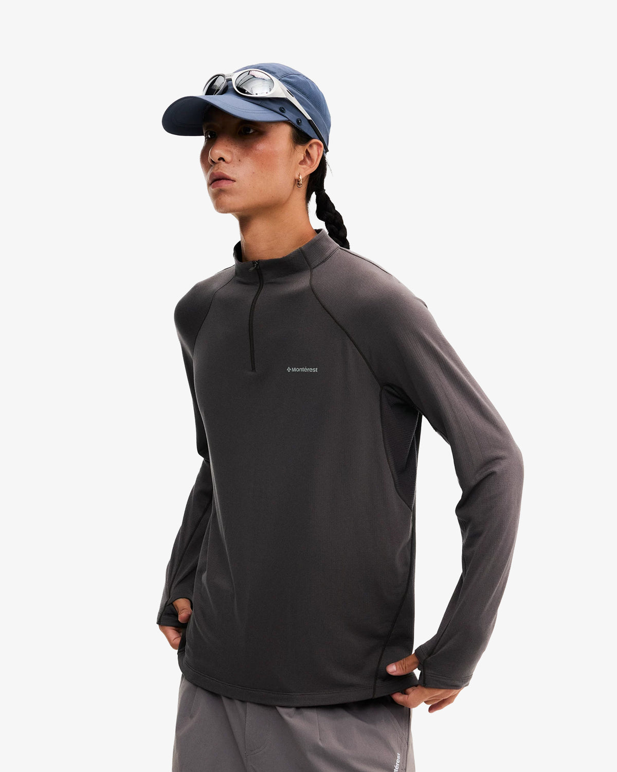 Technical Grid Quarter Zip Pullover
