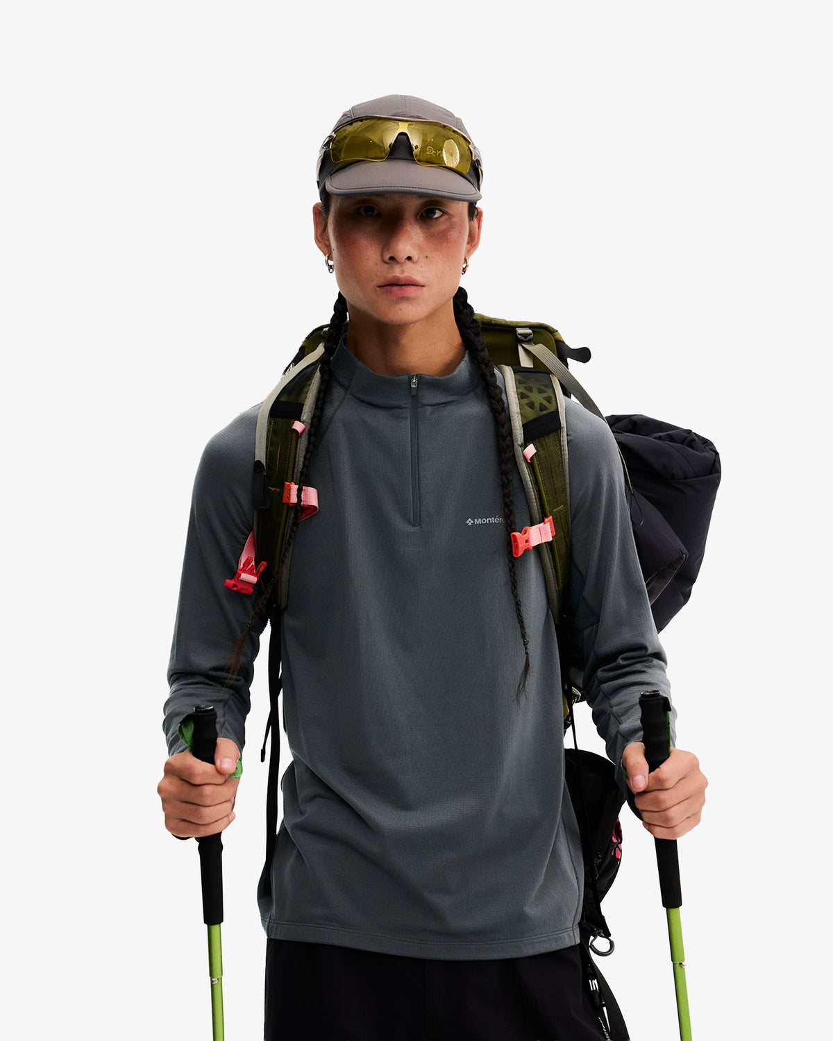 Technical Grid Quarter Zip Pullover