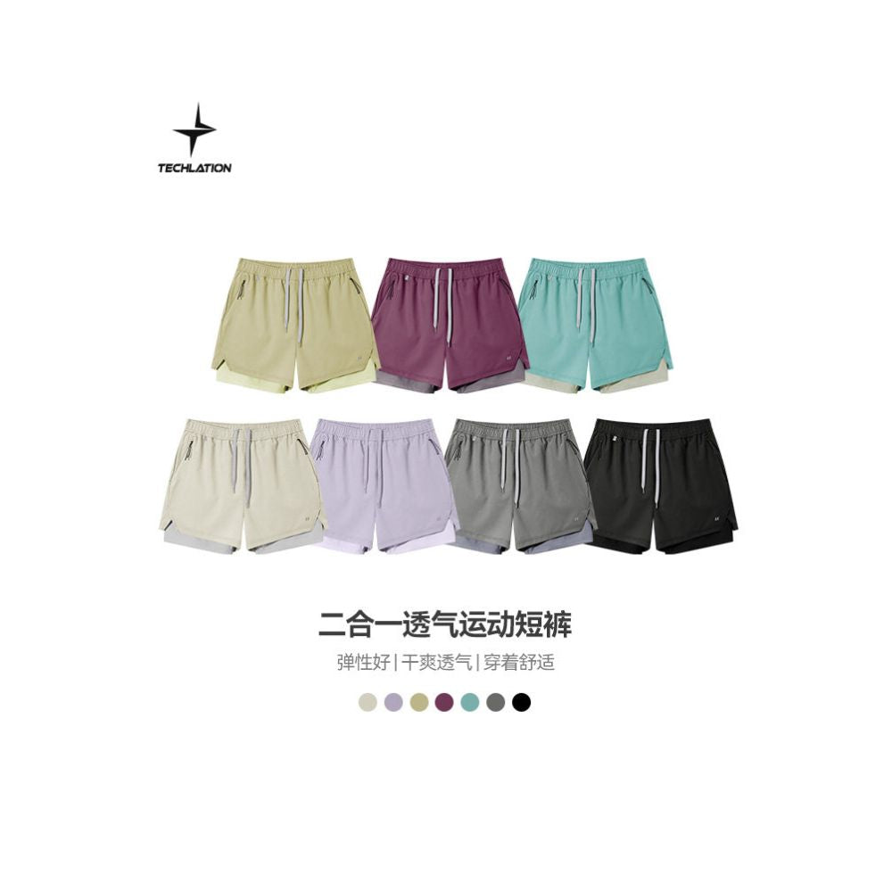 Two Layer Perforated Running Shorts image 4