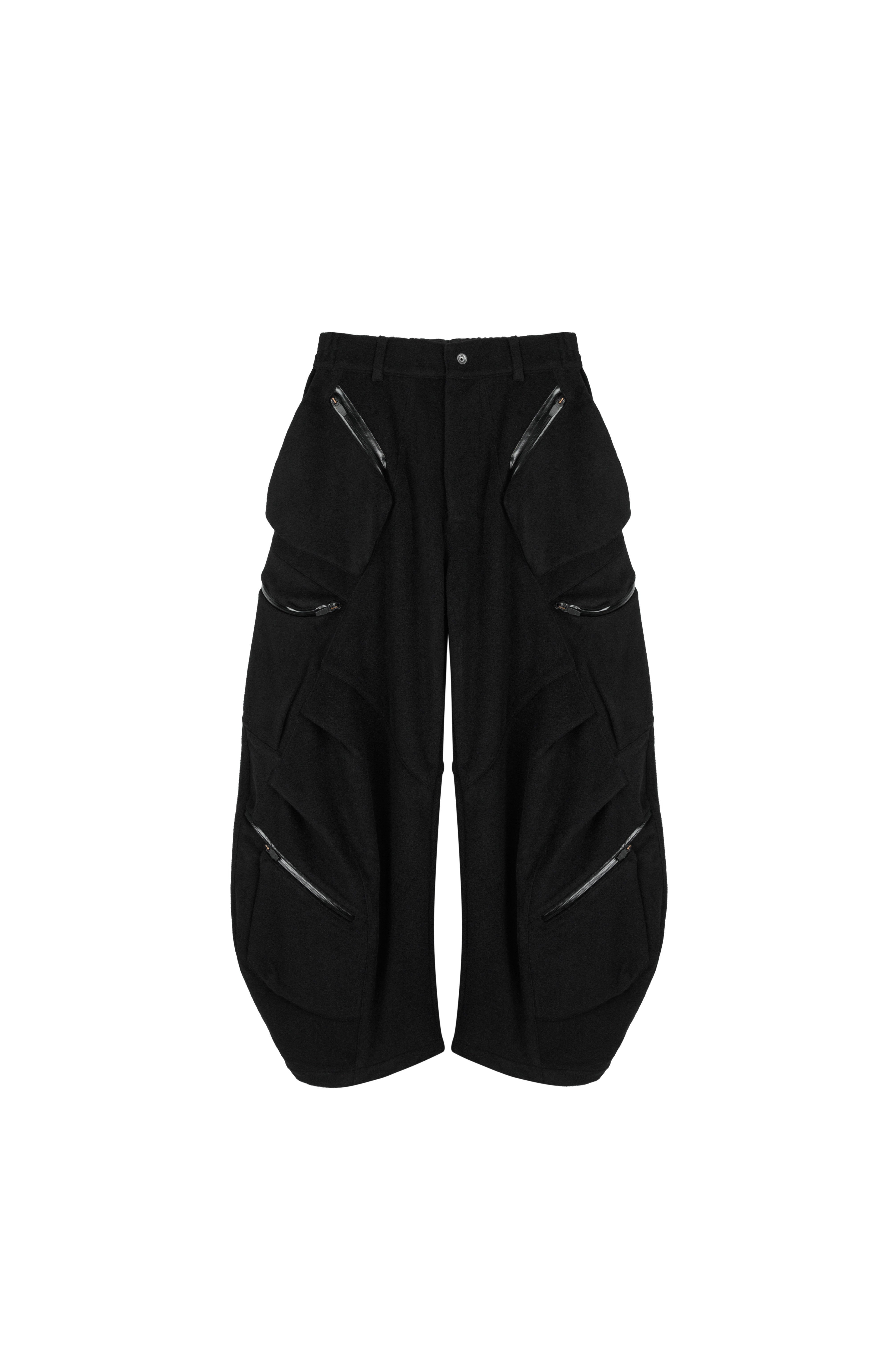 "Surprise Dream" Curved Split Multi-Pocket Wool Pleated Pants P45 "Erosion Gear"