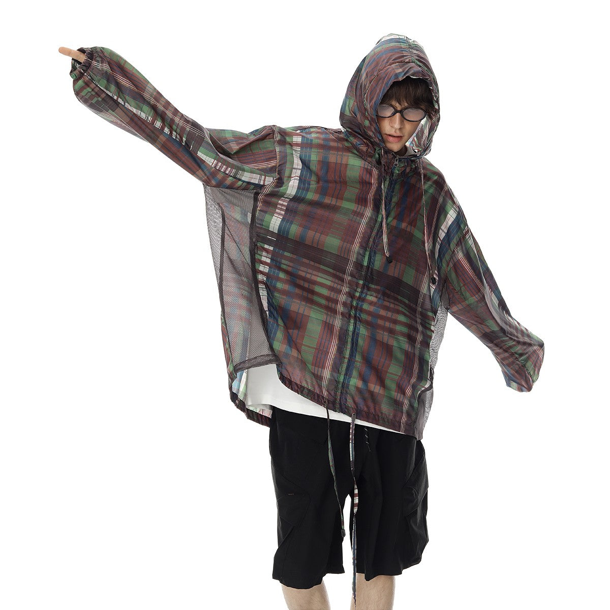 SIN87 Summer Lightweight Plaid Sun Protection Shirt Men's Ice Silk 2026 New Outdoor UPF50 Sun Protection Jacket