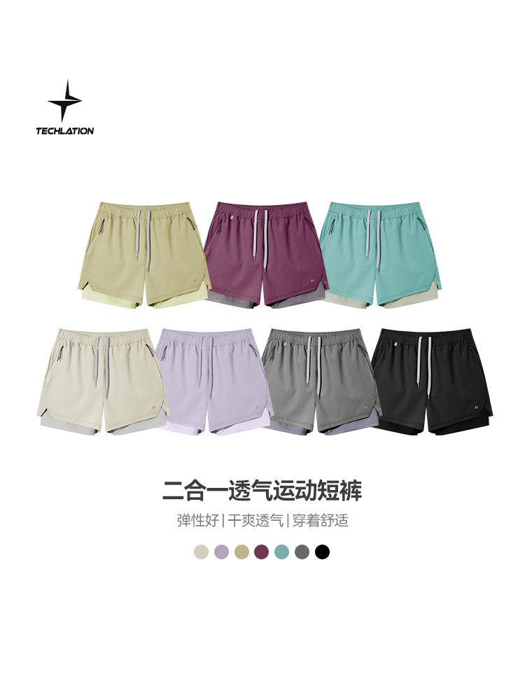 American street fake two-piece breathable sports shorts men's and women's summer trendy brand outdoor lightweight sunscreen running quarterbacks