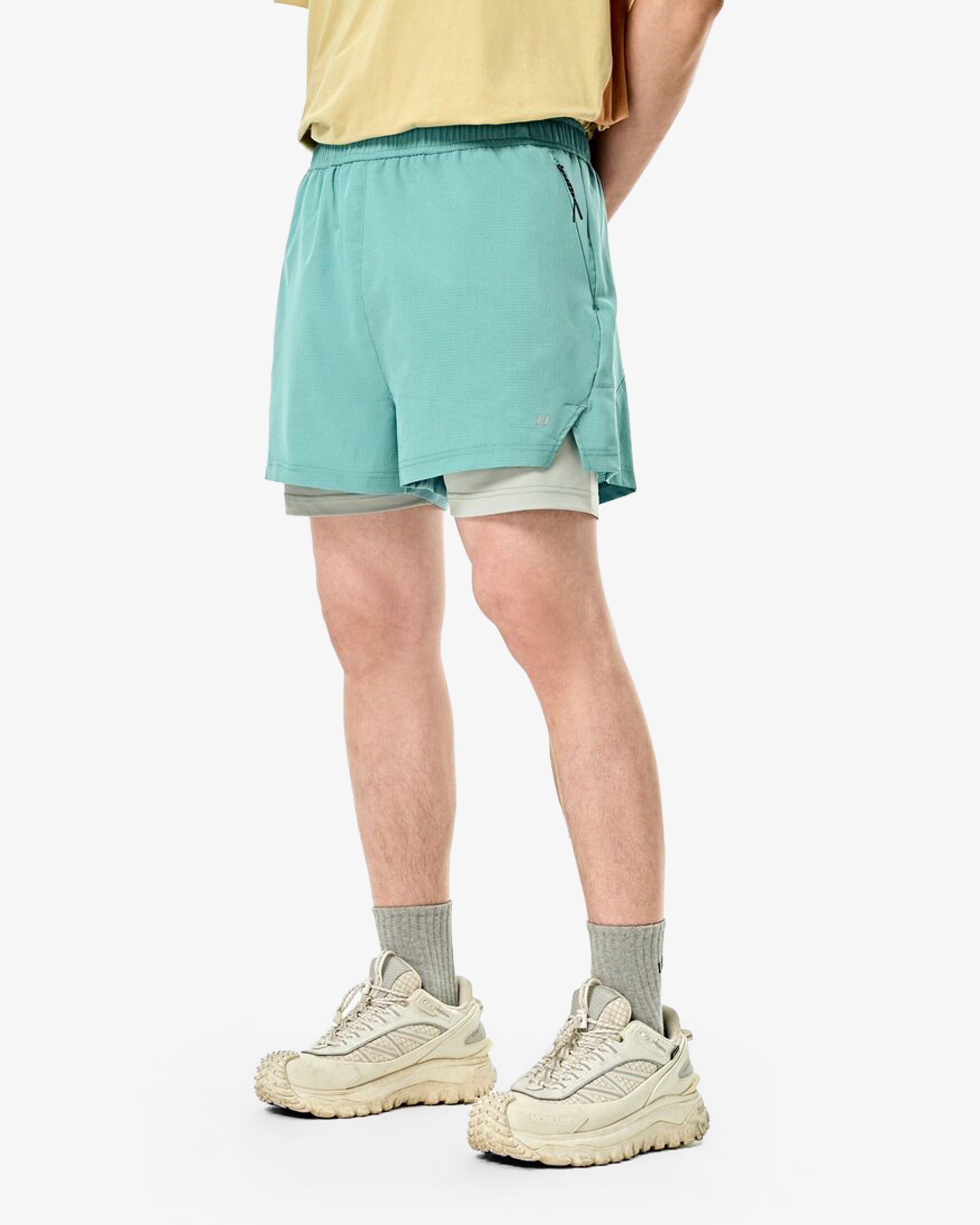 Two Layer Perforated Running Shorts