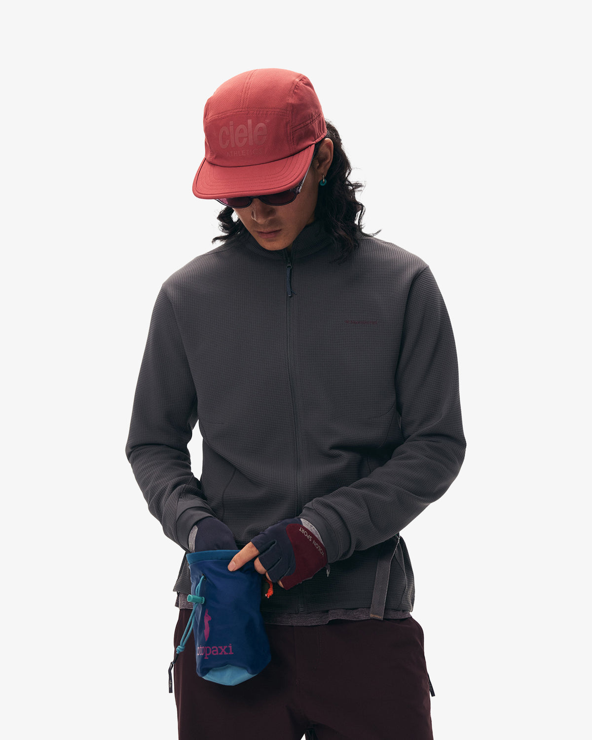 Waffle Grid Fleece Hiking Track Jacket