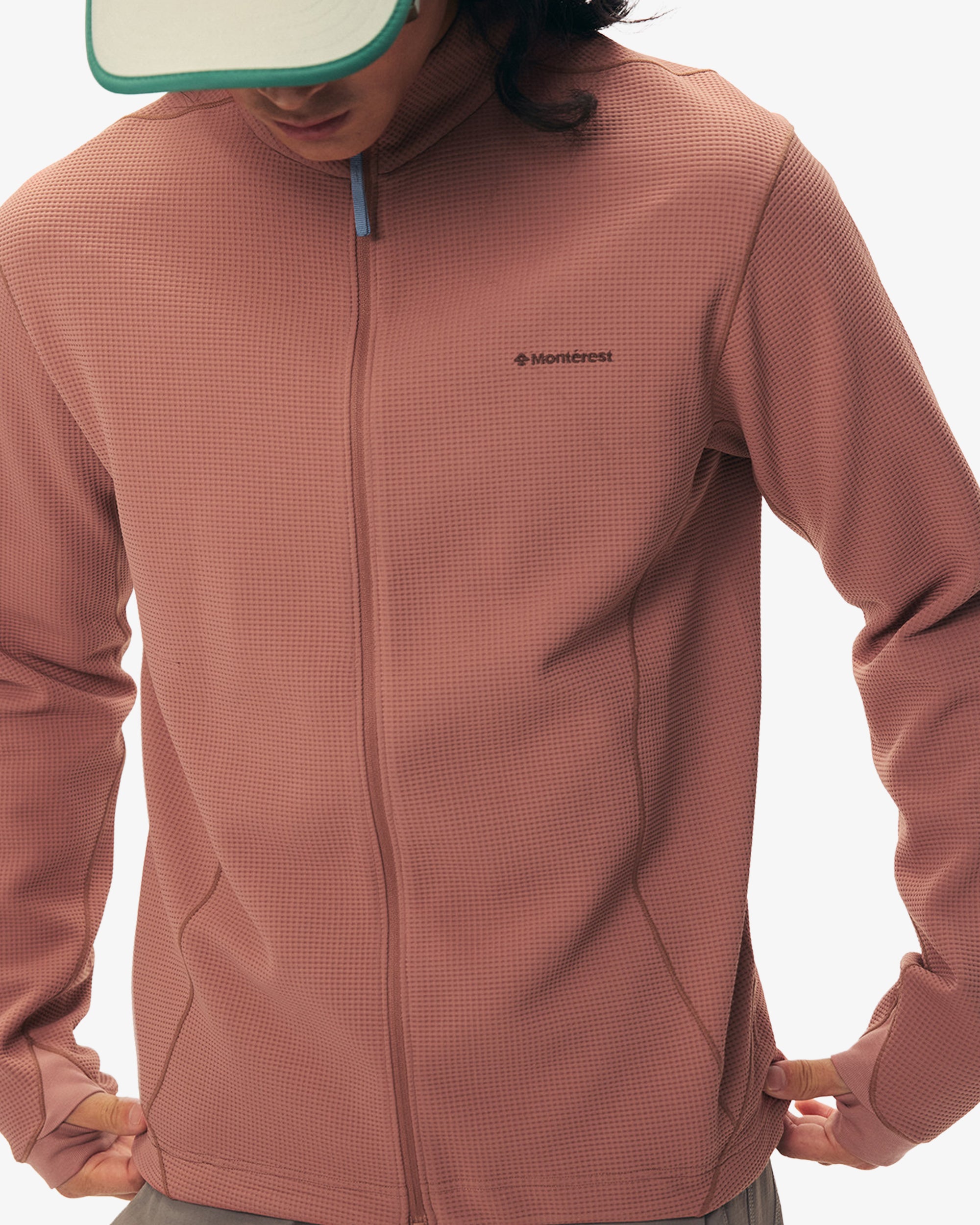 Waffle Grid Fleece Hiking Track Jacket