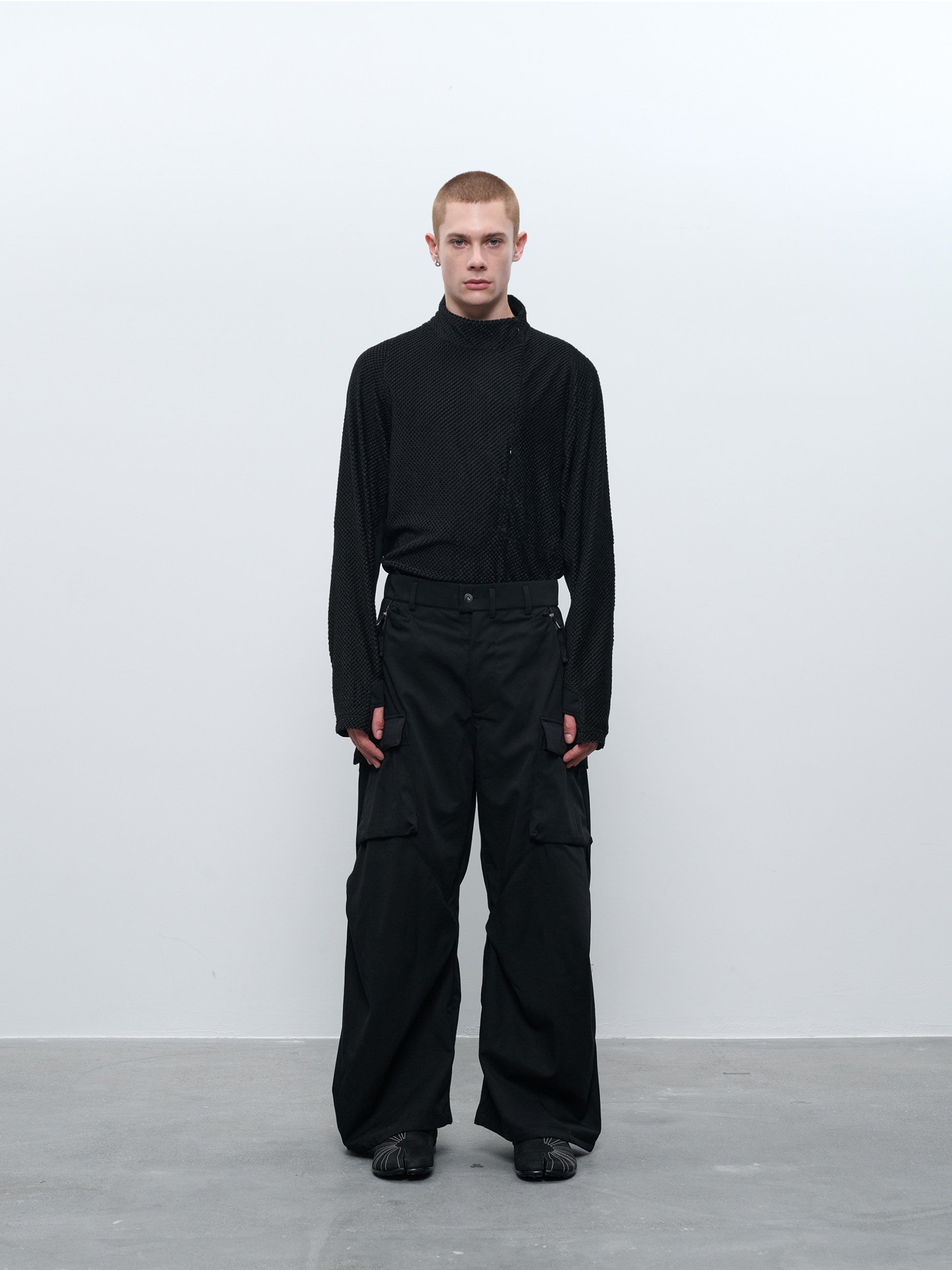 "Surprise Dream" Wool Blend Protective Finishing Pleated Wide-Leg Pants P43 "Erosion Gear"