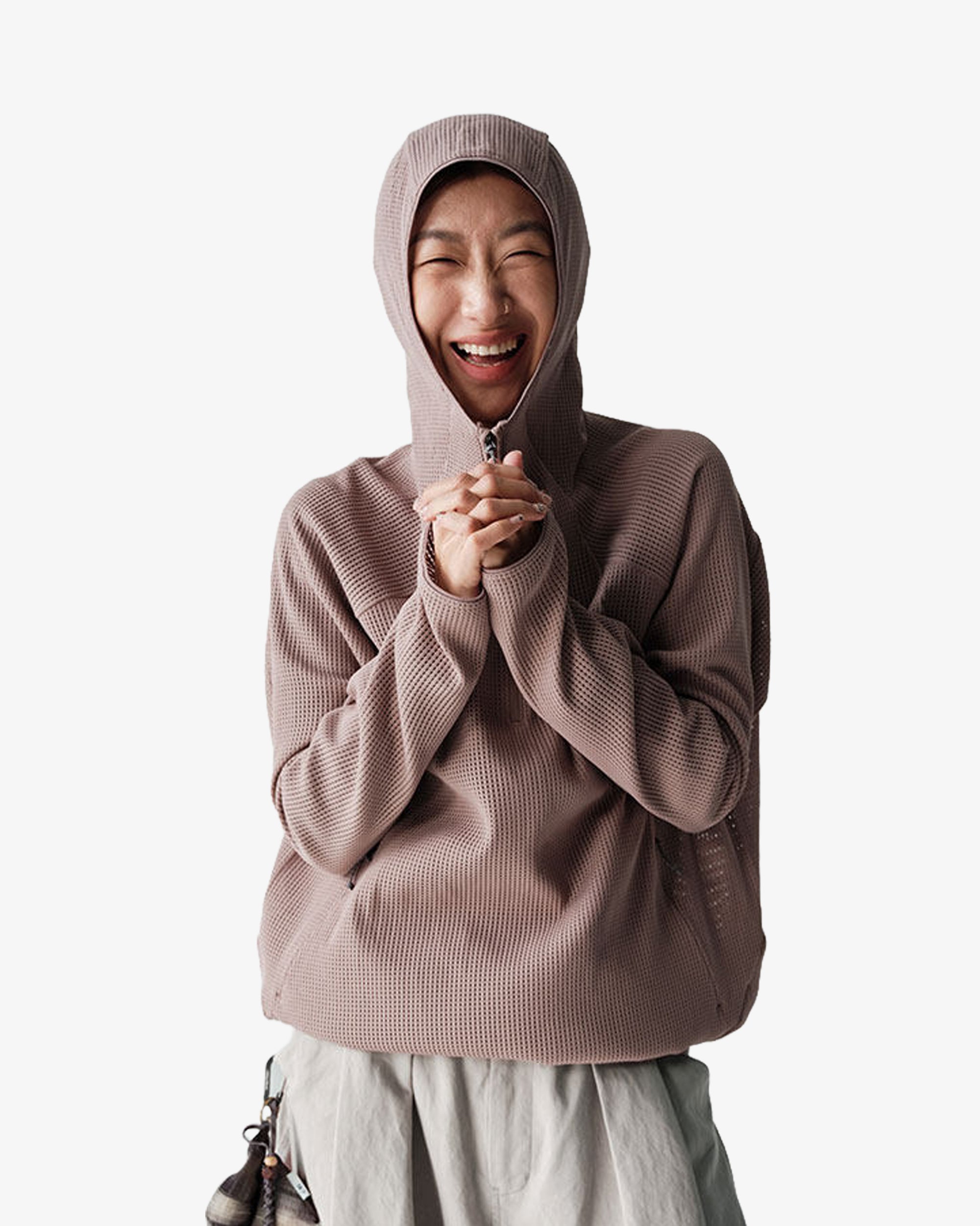Waffle Hooded Breathable Sweatshirt