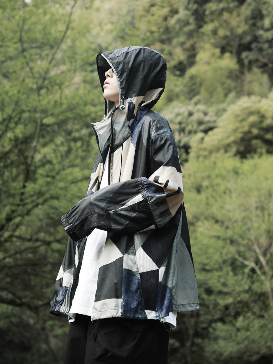 Ice silk sunscreen clothing, men's summer trendy storm jacket, thin jacket, outdoor fishing sunscreen, large size skin clothing