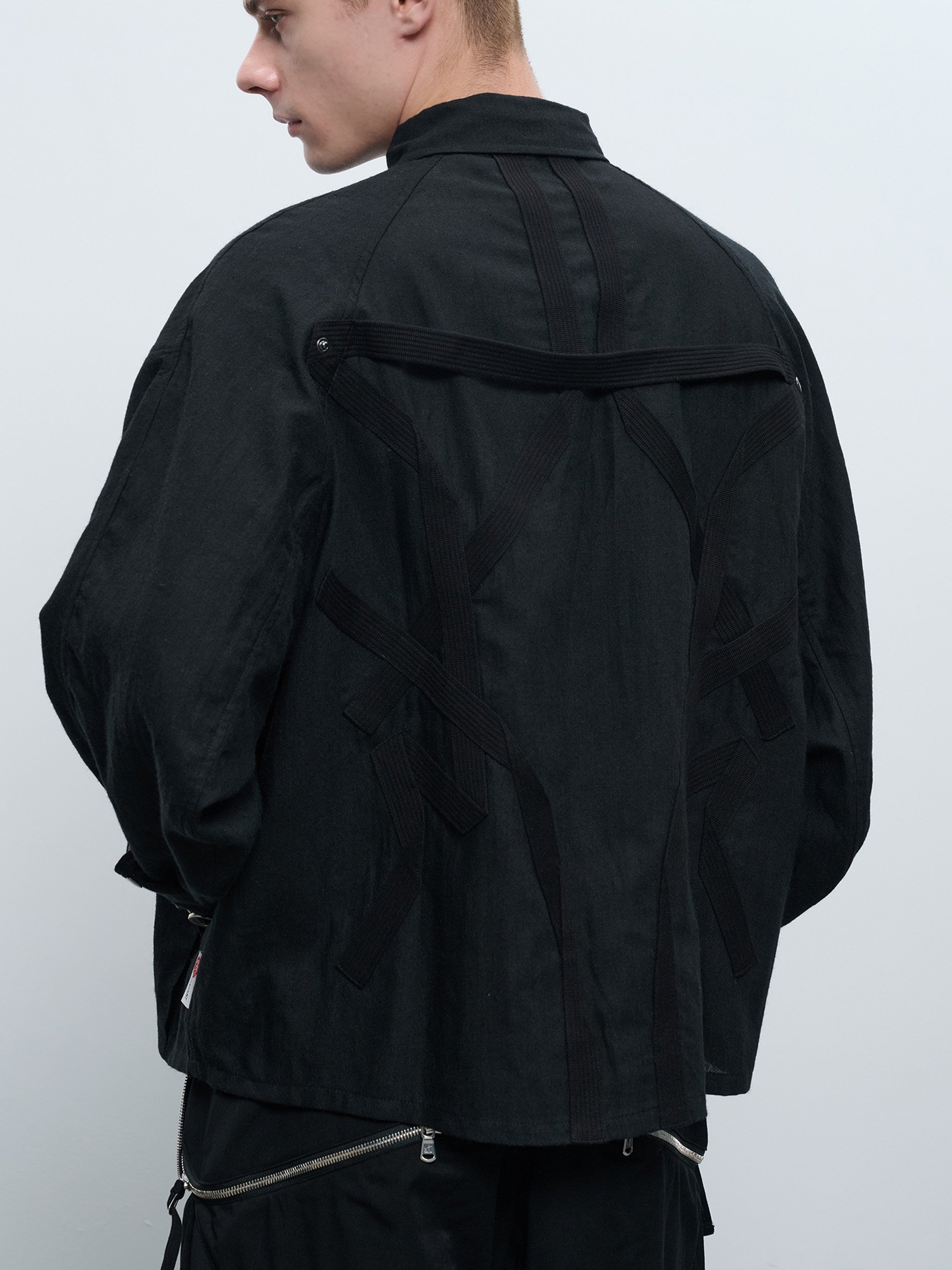 "Surprise Dream" Wool Blend Pleated Leg Sleeve Weave Totem Collar Shirt J67P "Corrosion Gear"
