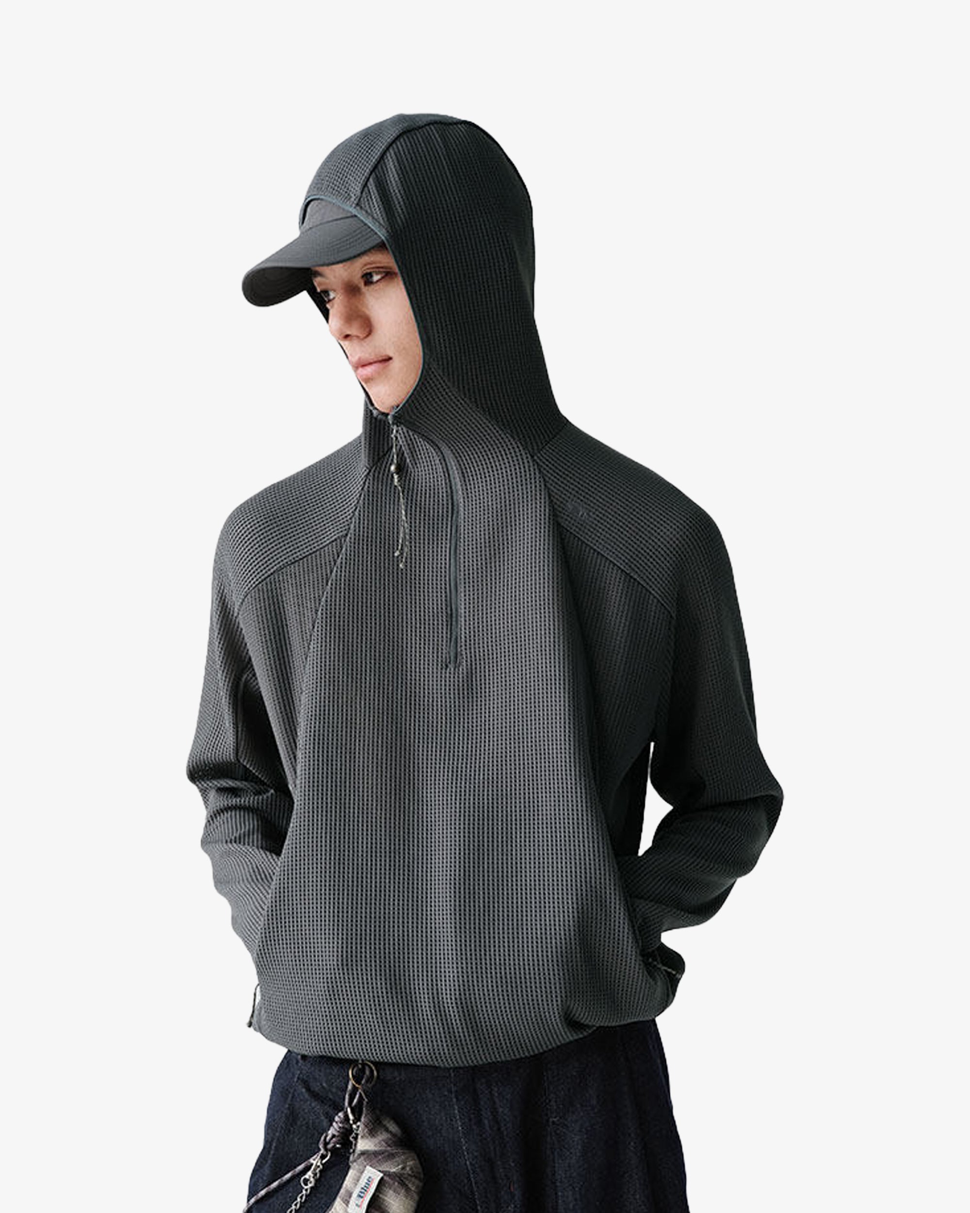 Waffle Hooded Breathable Sweatshirt