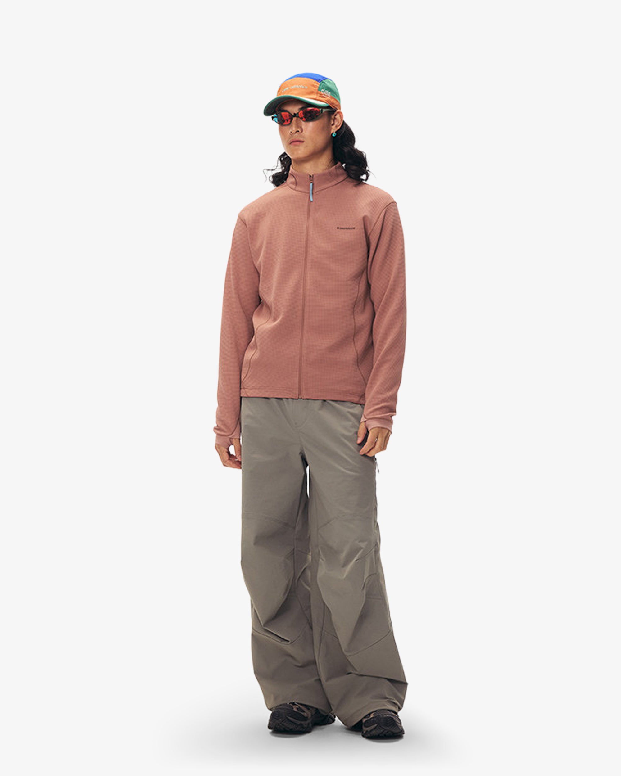 Waffle Grid Fleece Hiking Track Jacket