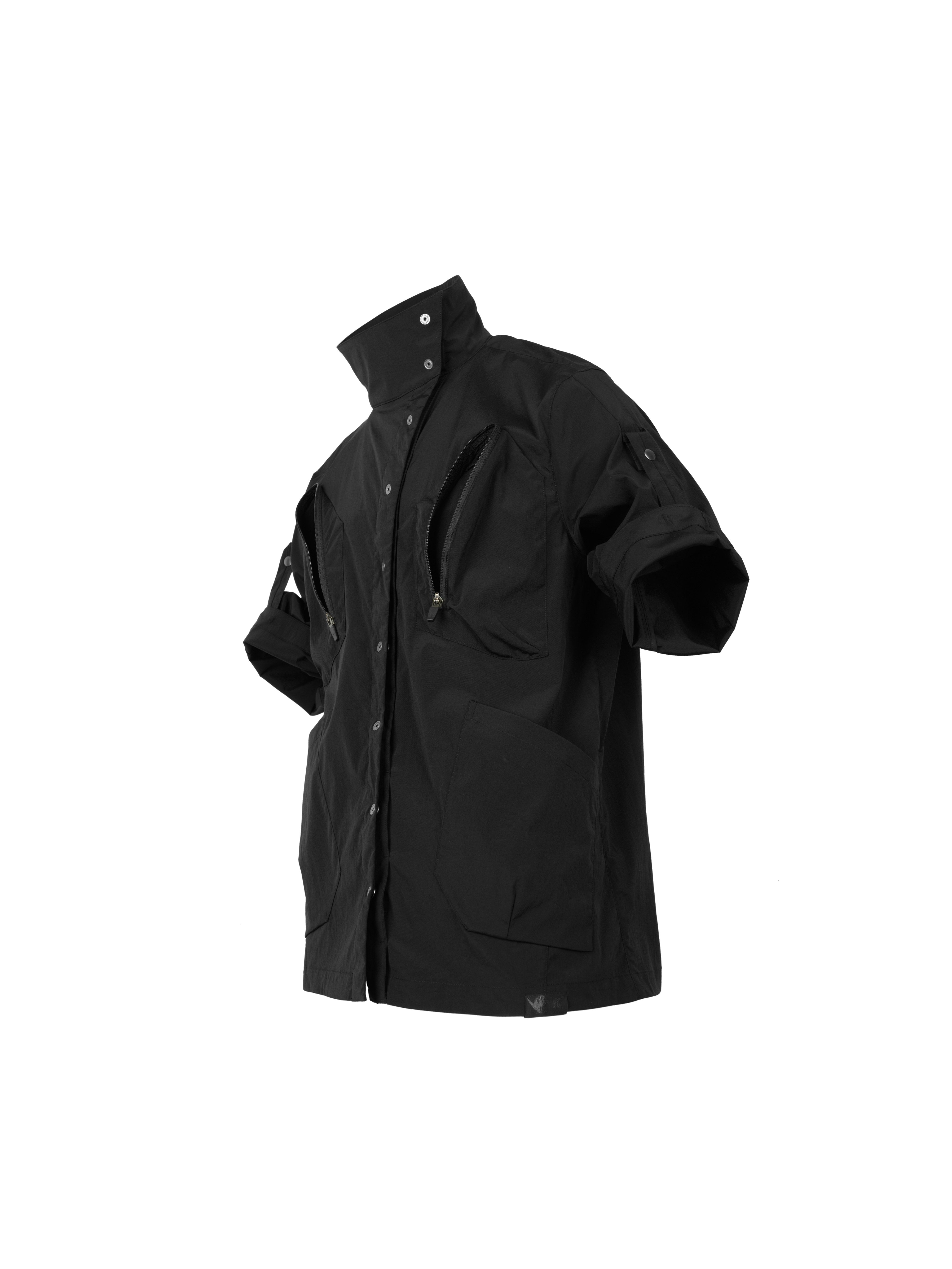 "Thief" Left Diagonal Collar 4 Snap Button Medium Sleeve Quick Dry Shirt J24E-BK "Erosion Equipment"