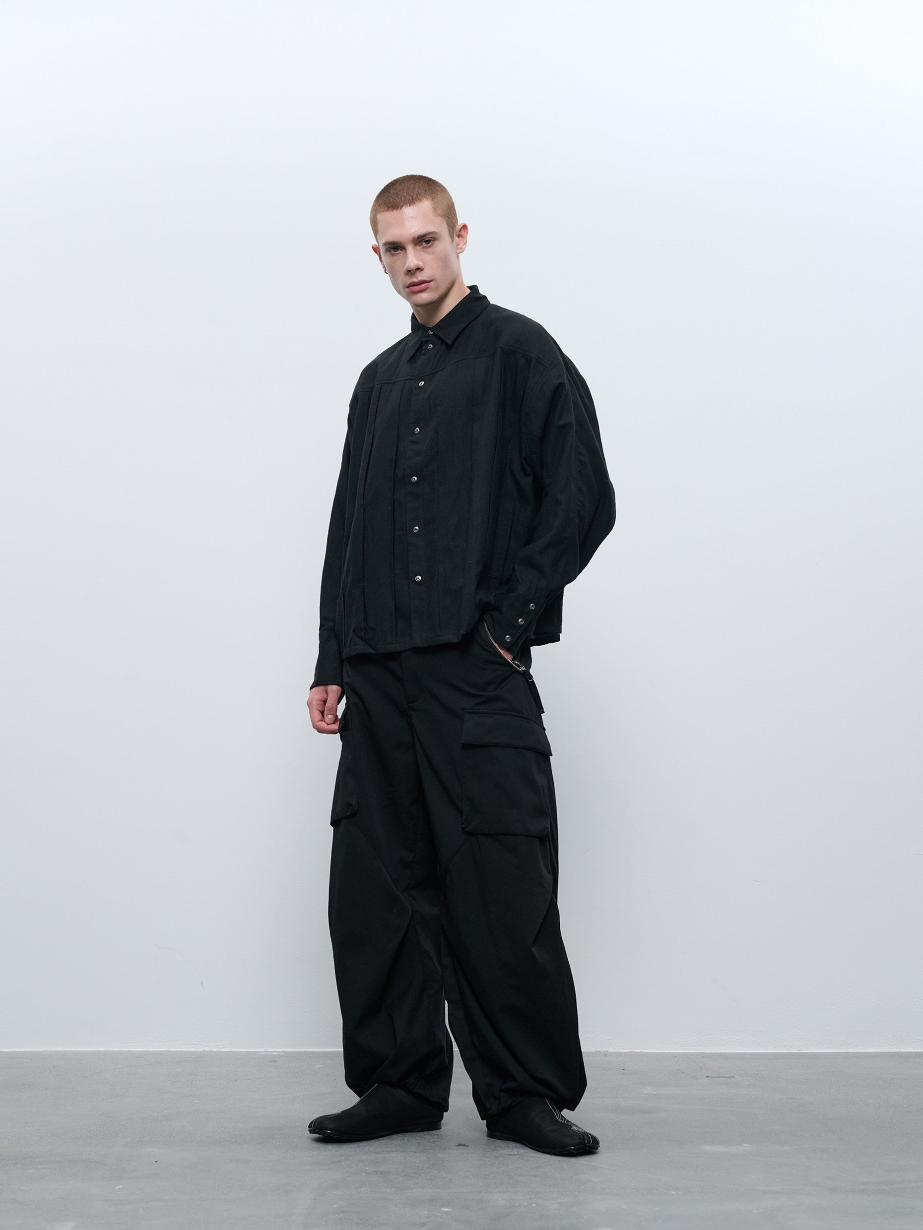 "Surprise Dream" Wool Blend Pleated Leg Sleeve Weave Totem Collar Shirt J67P "Corrosion Gear"