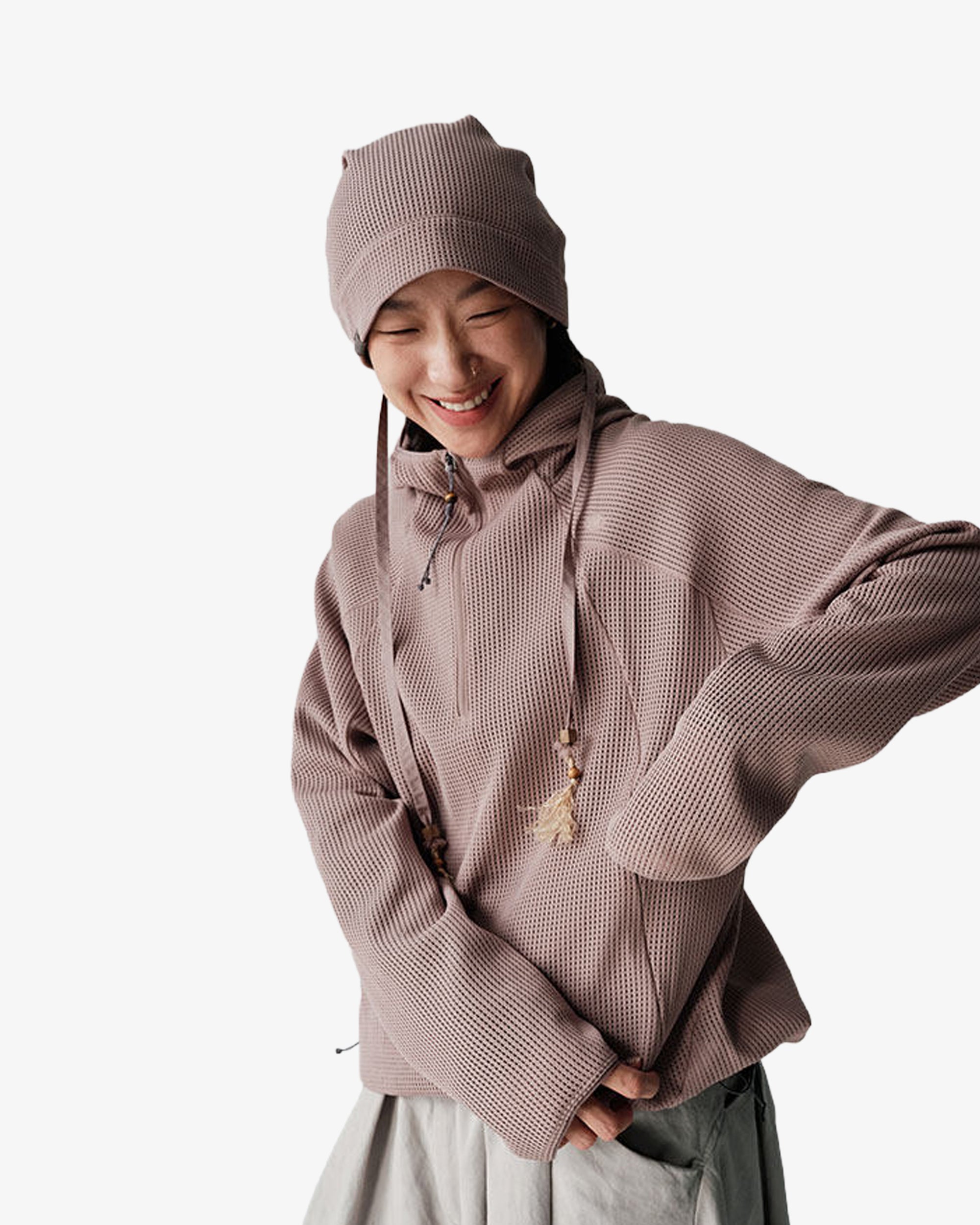 Waffle Hooded Breathable Sweatshirt