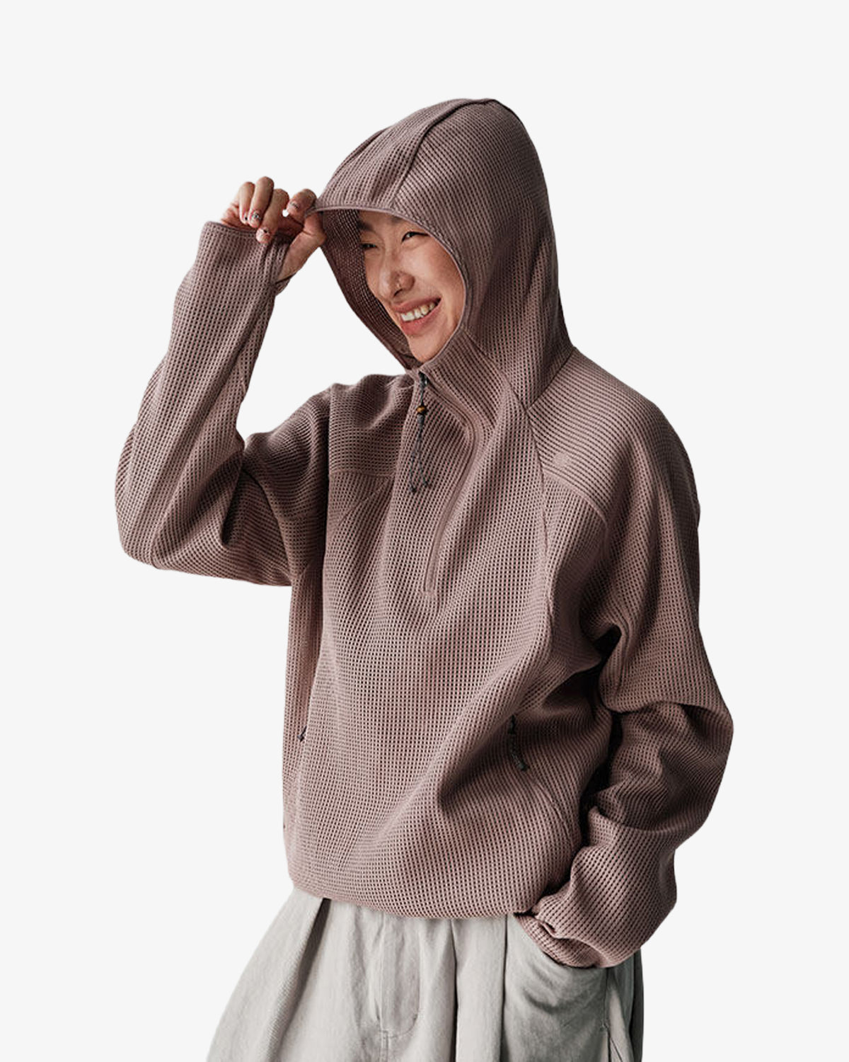 Waffle Hooded Breathable Sweatshirt