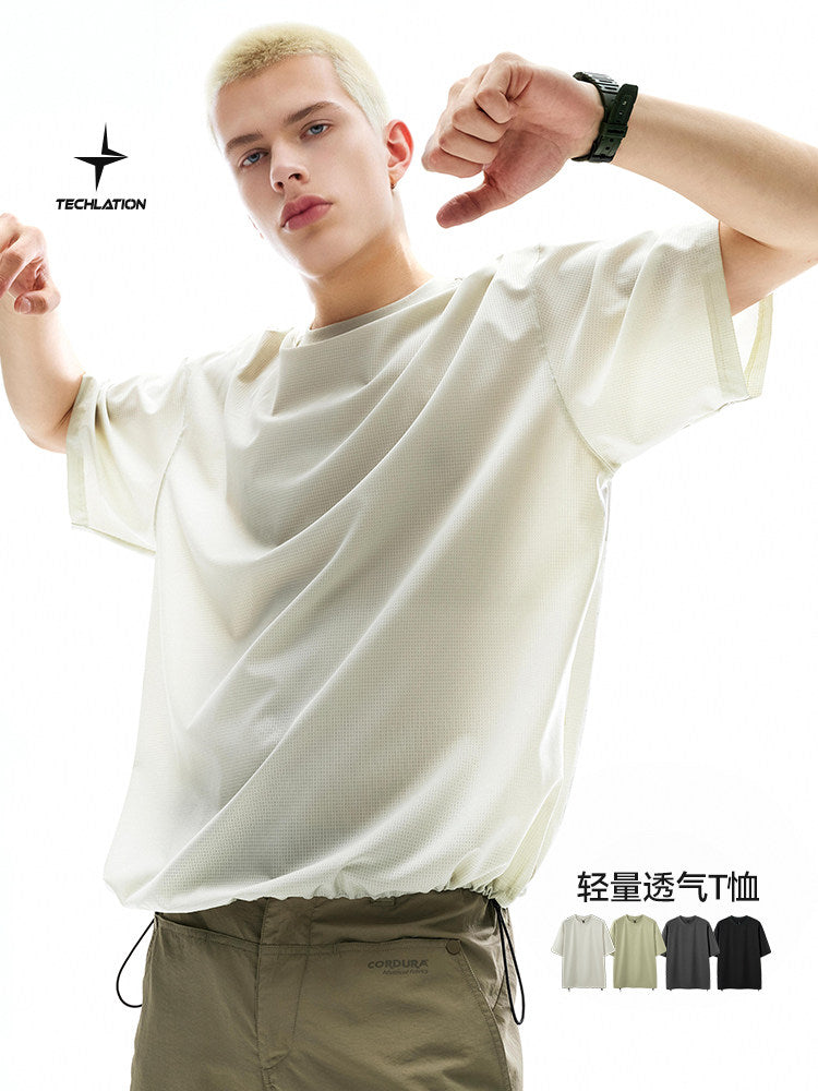American street outdoor breathable short-sleeve fabric T-shirt for men and women, 2025 summer quick-drying, cool, lightweight short-sleeve top