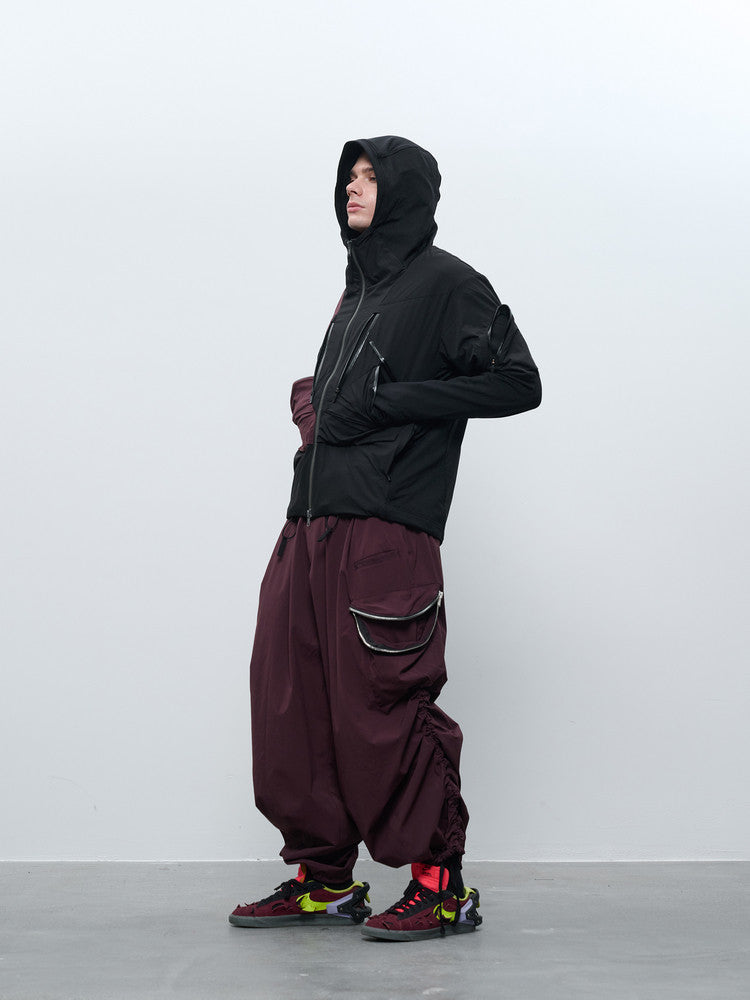 "Surprise" contrasting material patchwork OCTA lightweight pocket matrix hooded jacket J63 "erosion equipment"