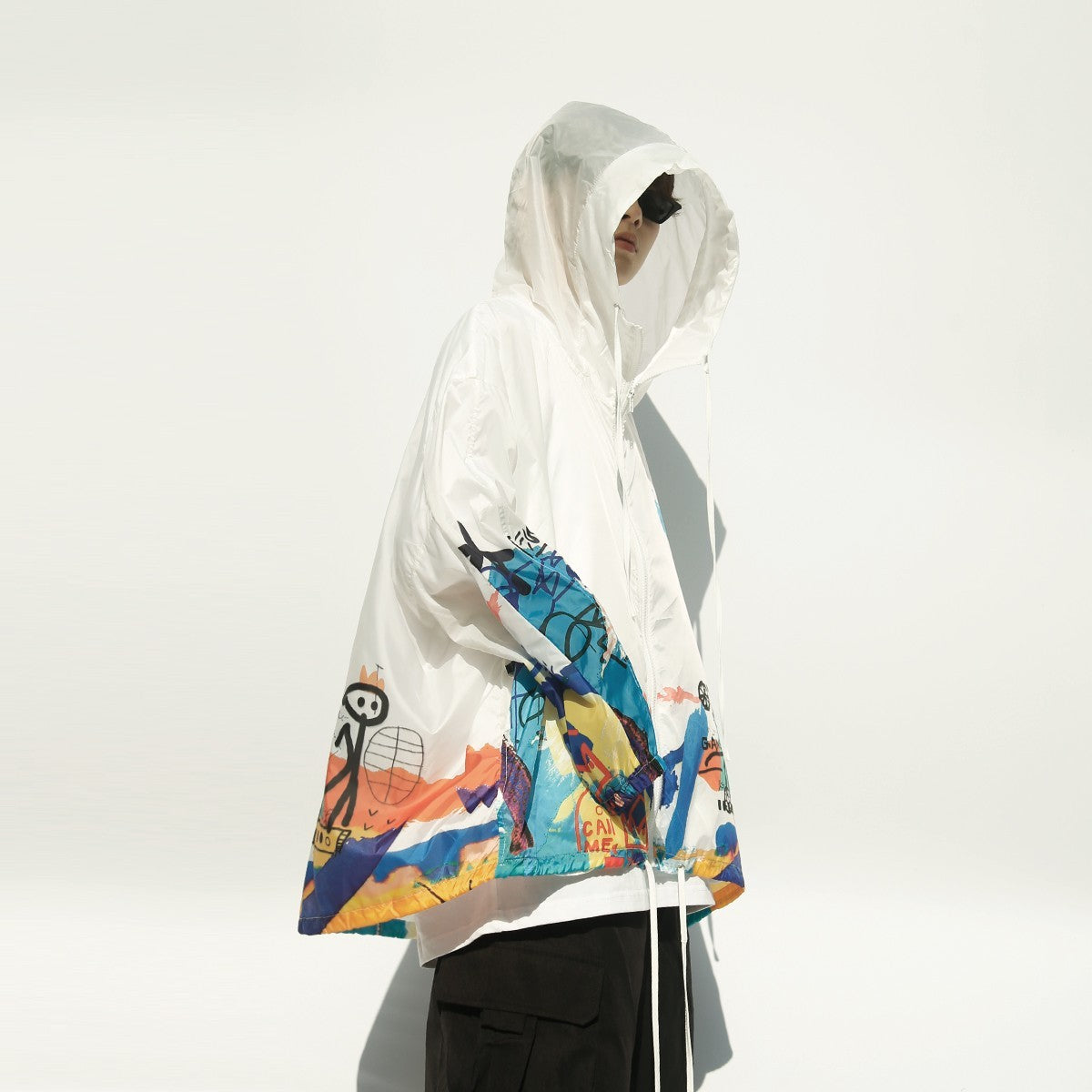 Ice silk sunscreen clothing, men's summer trendy storm jacket, thin jacket, outdoor fishing sunscreen, large size skin clothing
