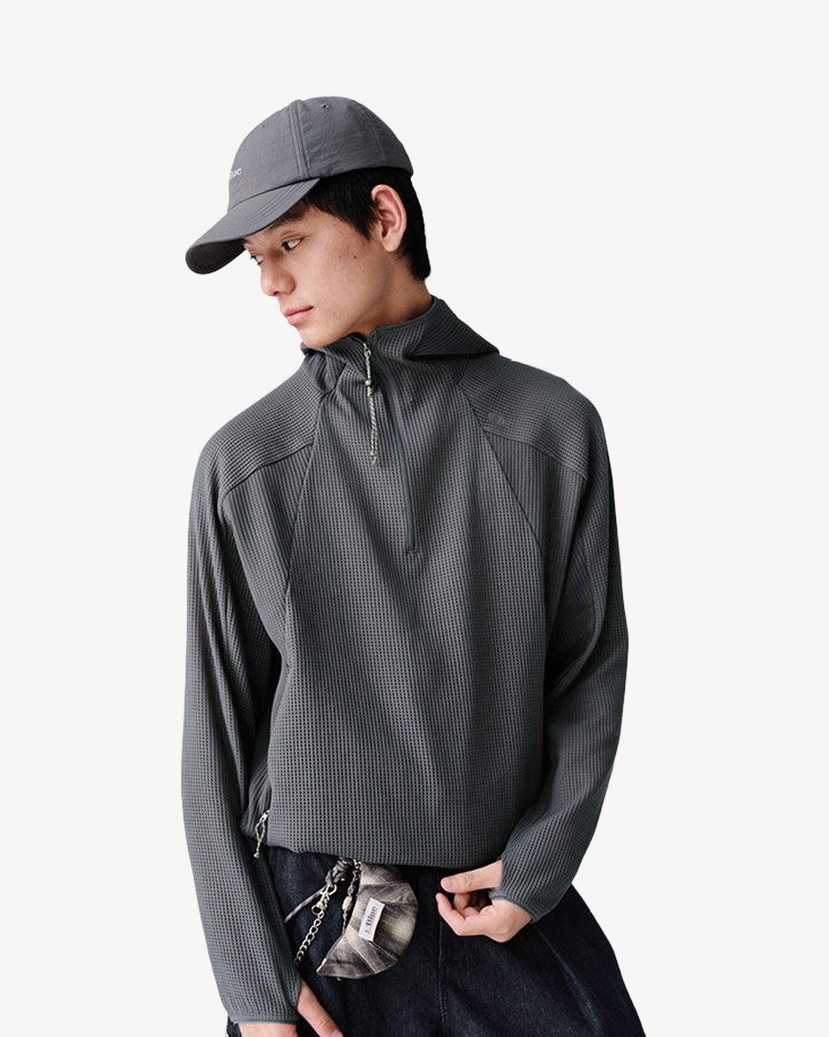 Waffle Hooded Breathable Sweatshirt