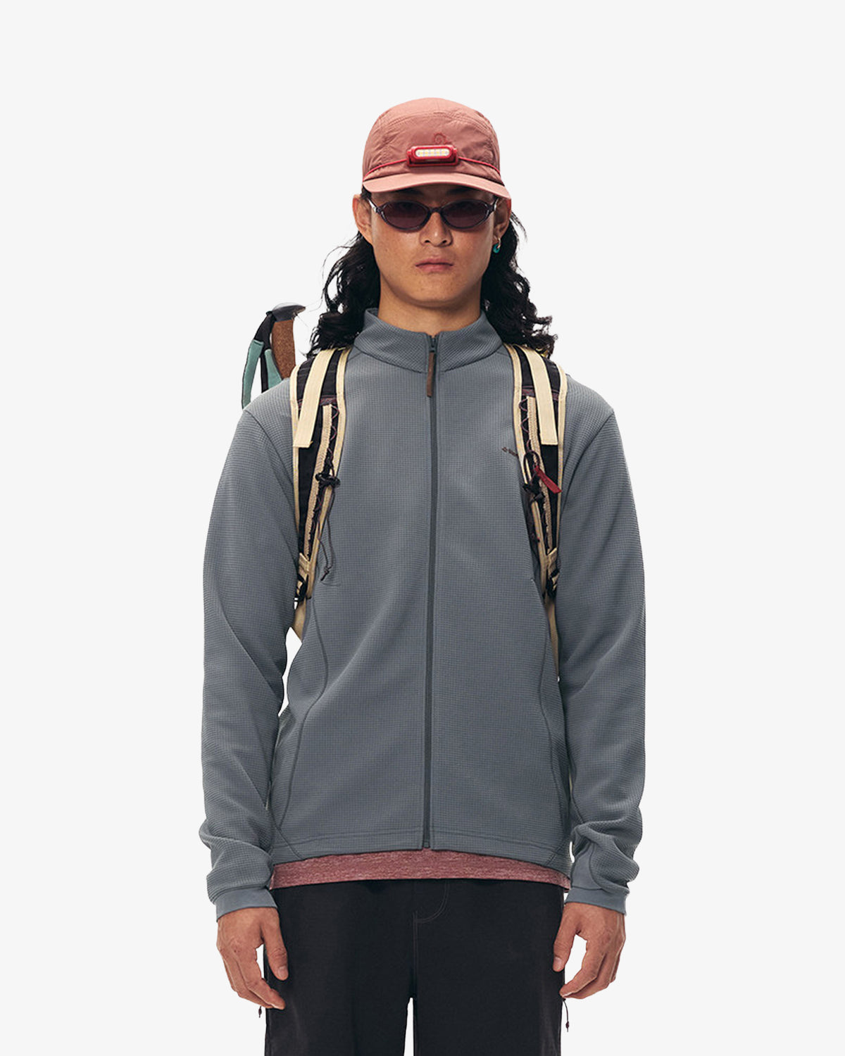 Waffle Grid Fleece Hiking Track Jacket