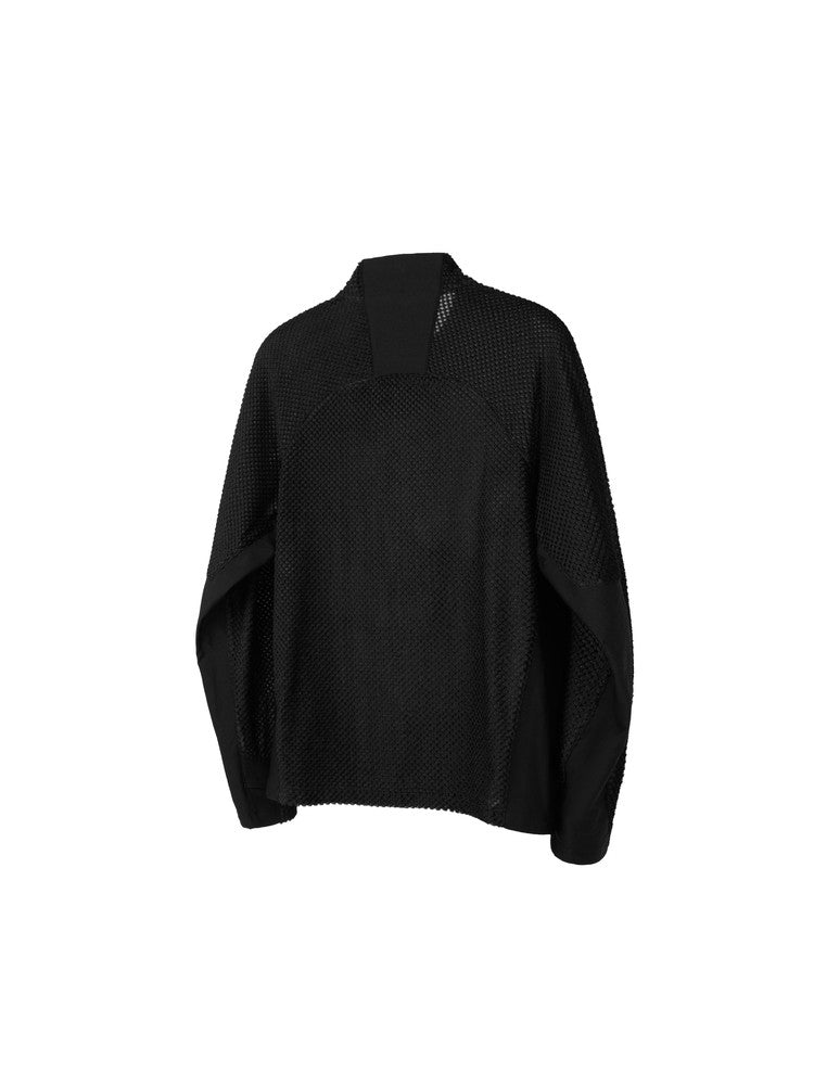 "Surprise Dream" Octa Material Patchwork Fleece Half-Zipper Long-Sleeve Fleece Shirt S20-BK "Erosion Gear"