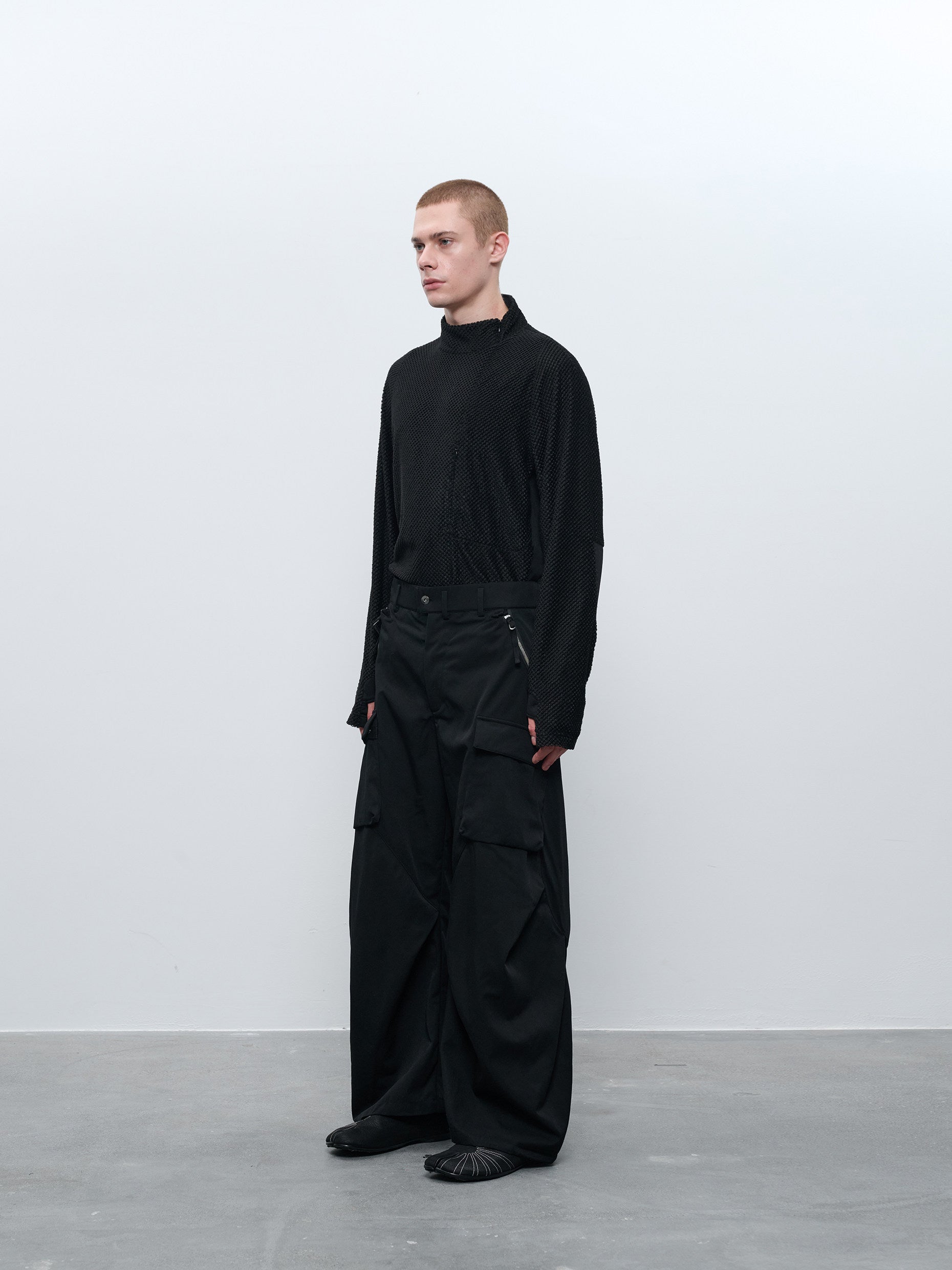 "Surprise Dream" Wool Blend Protective Finishing Pleated Wide-Leg Pants P43 "Erosion Gear"