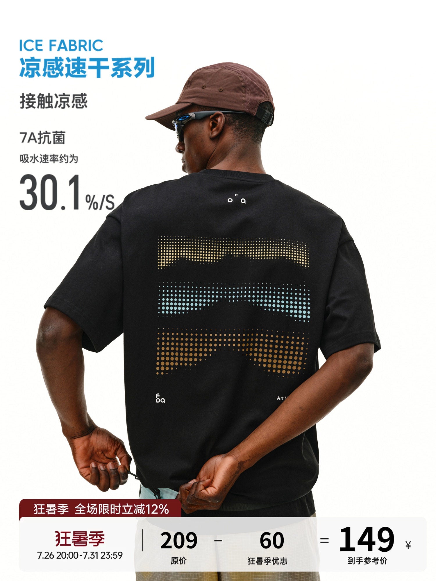 FPA cool feeling quick-drying 7A antibacterial sports short sleeve summer crew neck couple polka dot print outdoor half sleeve T-shirt for men