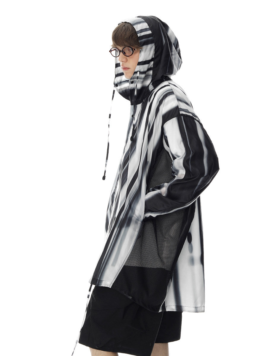 IXOH Summer Mid-length Striped Sunscreen Jacket Men's Ice Silk 2025 New Thin Sunscreen Jacket Jacket Trendy Brand