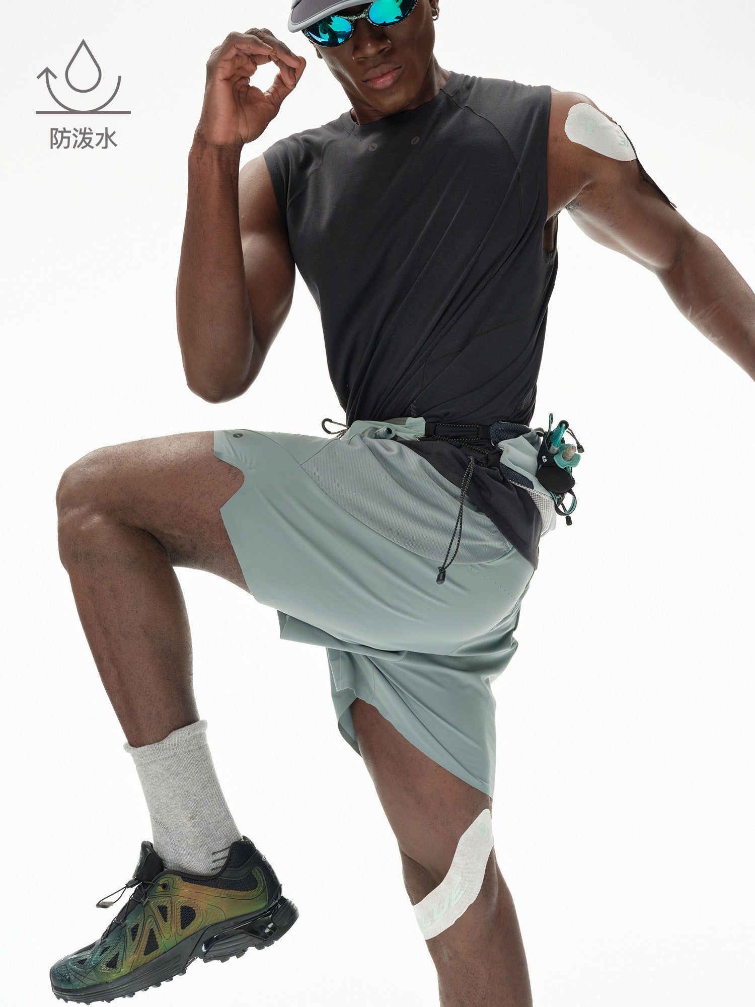 Lanqi Frog Breath Off-Road Series Mesh Texture Shorts, Outdoor Sports Running, Water-Repellent Fitness Training Pants for Men's Summer
